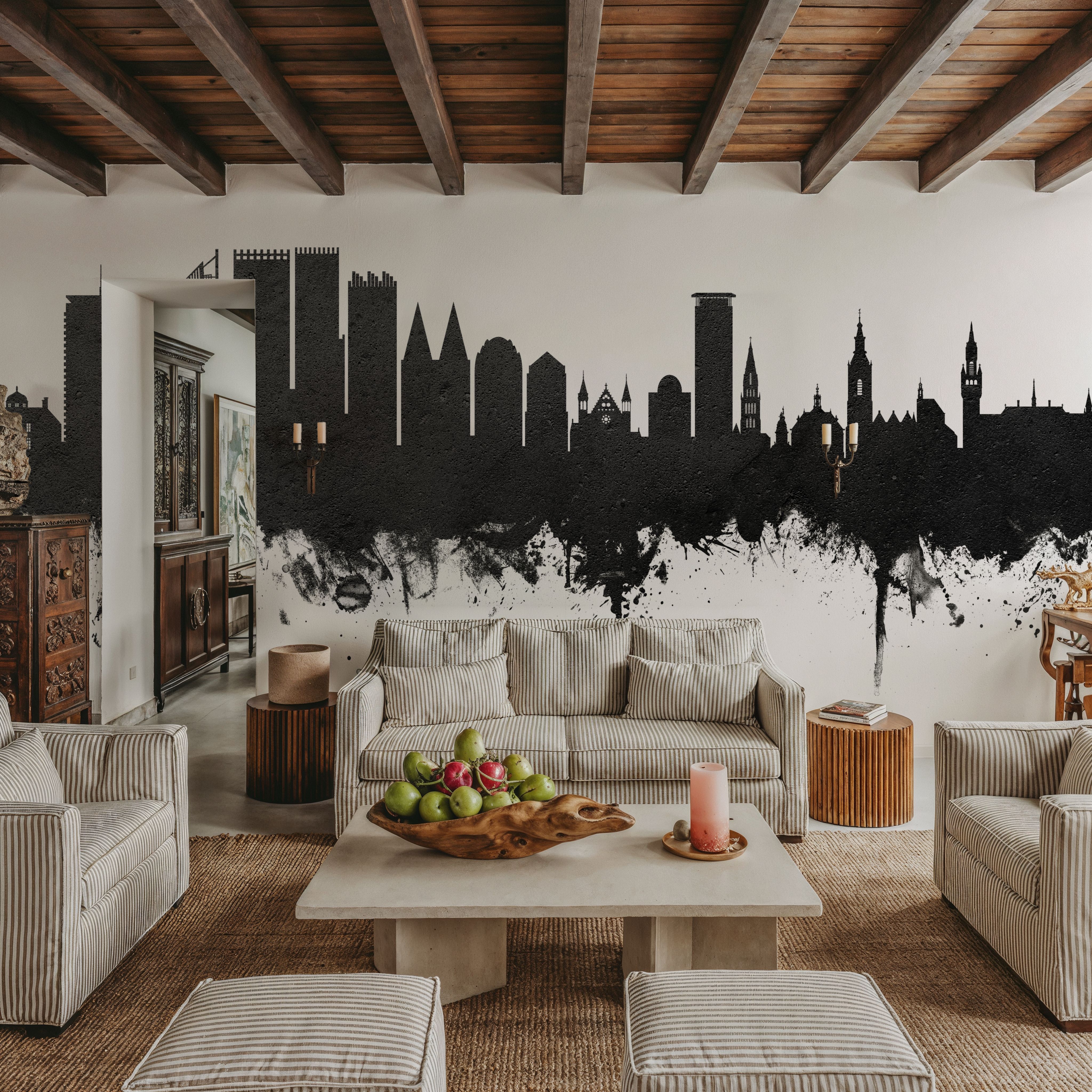 The Hauge Netherlands Skyline Black & White