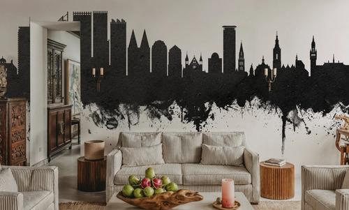 The Hauge Netherlands Skyline Black & White