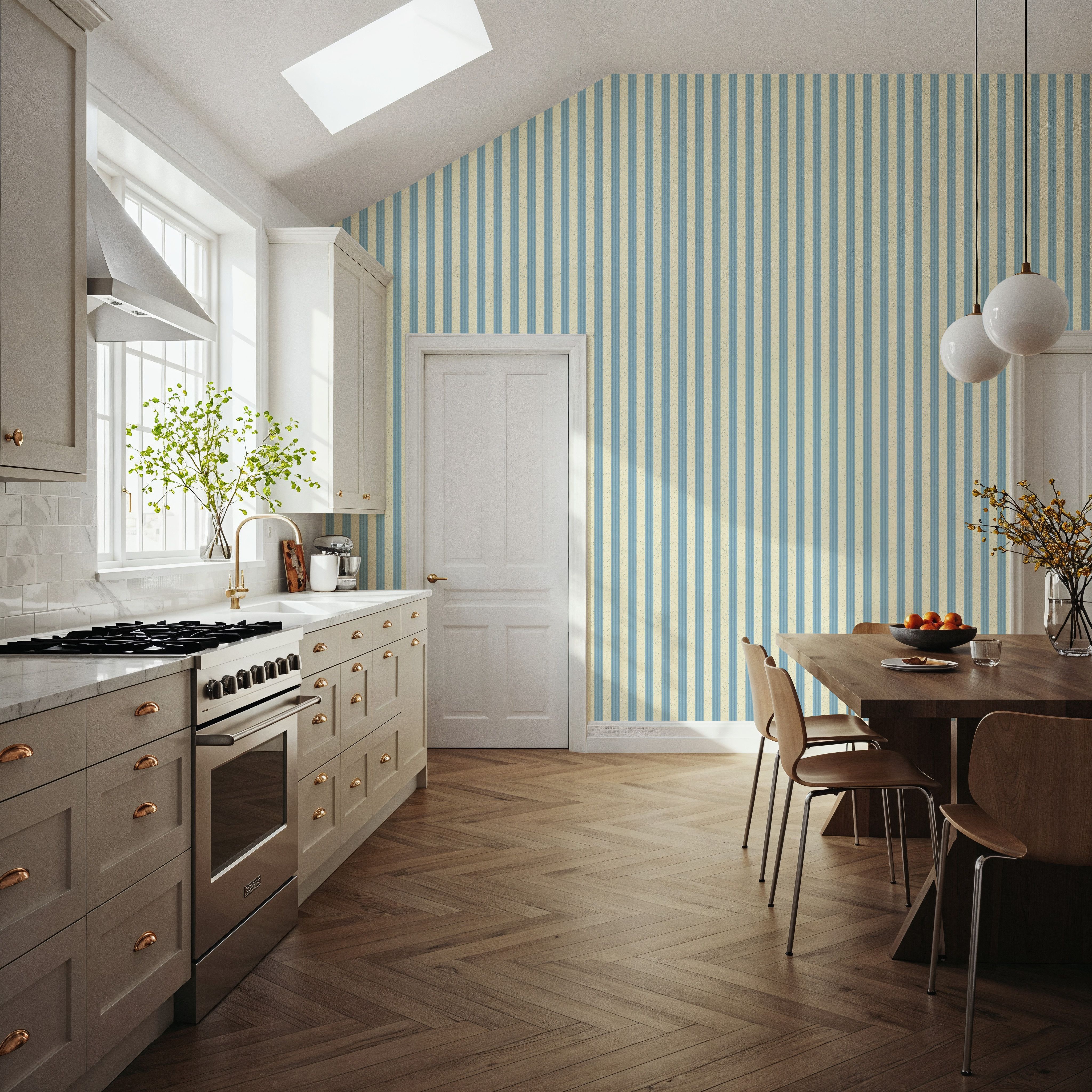 Ticking Awning Stripes, Baby Blue