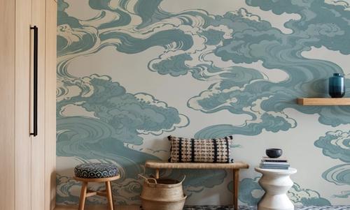 Ukiyo-e Clouds, Soft Teal