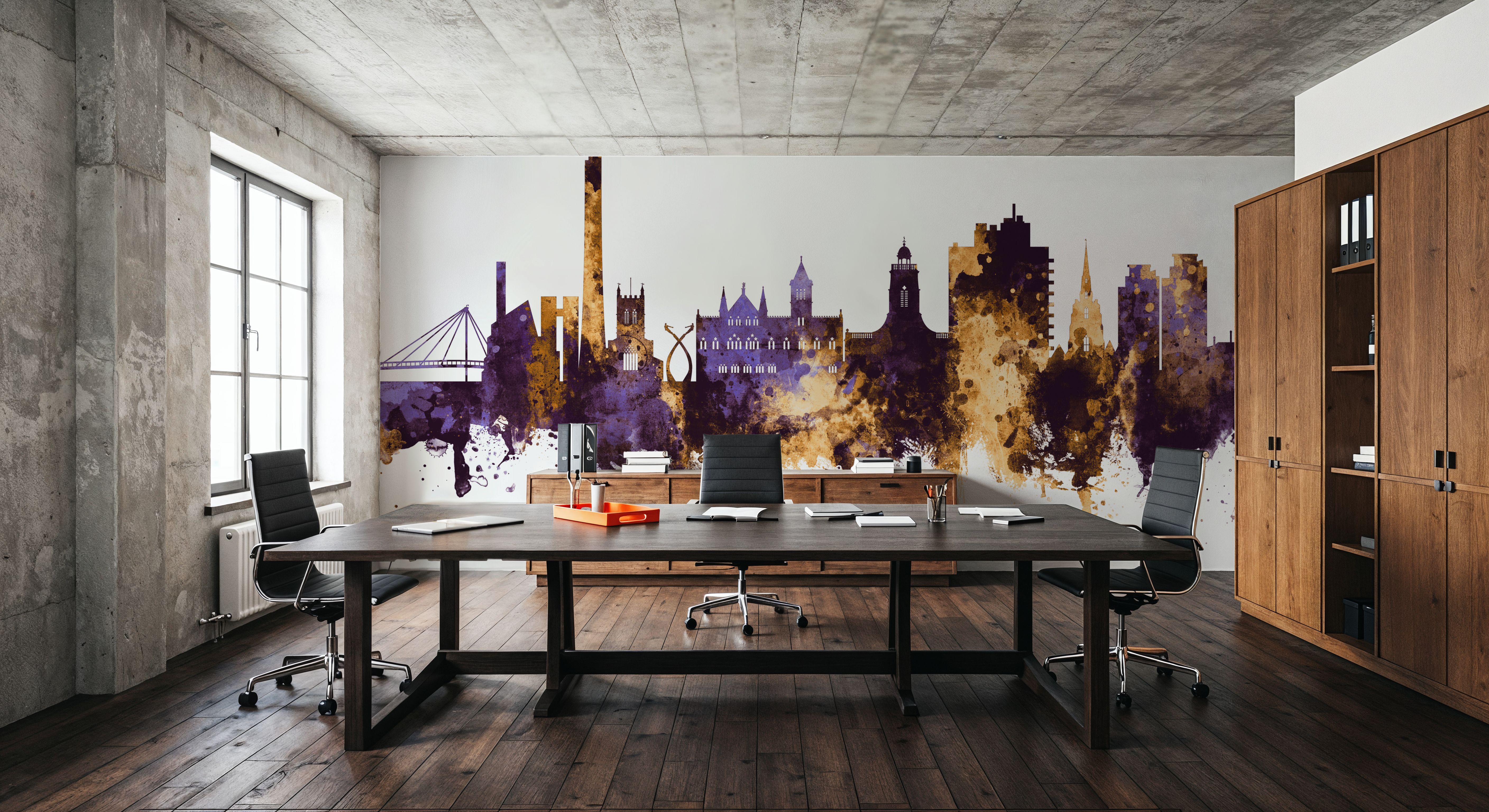 Northampton England Skyline Purple & Gold