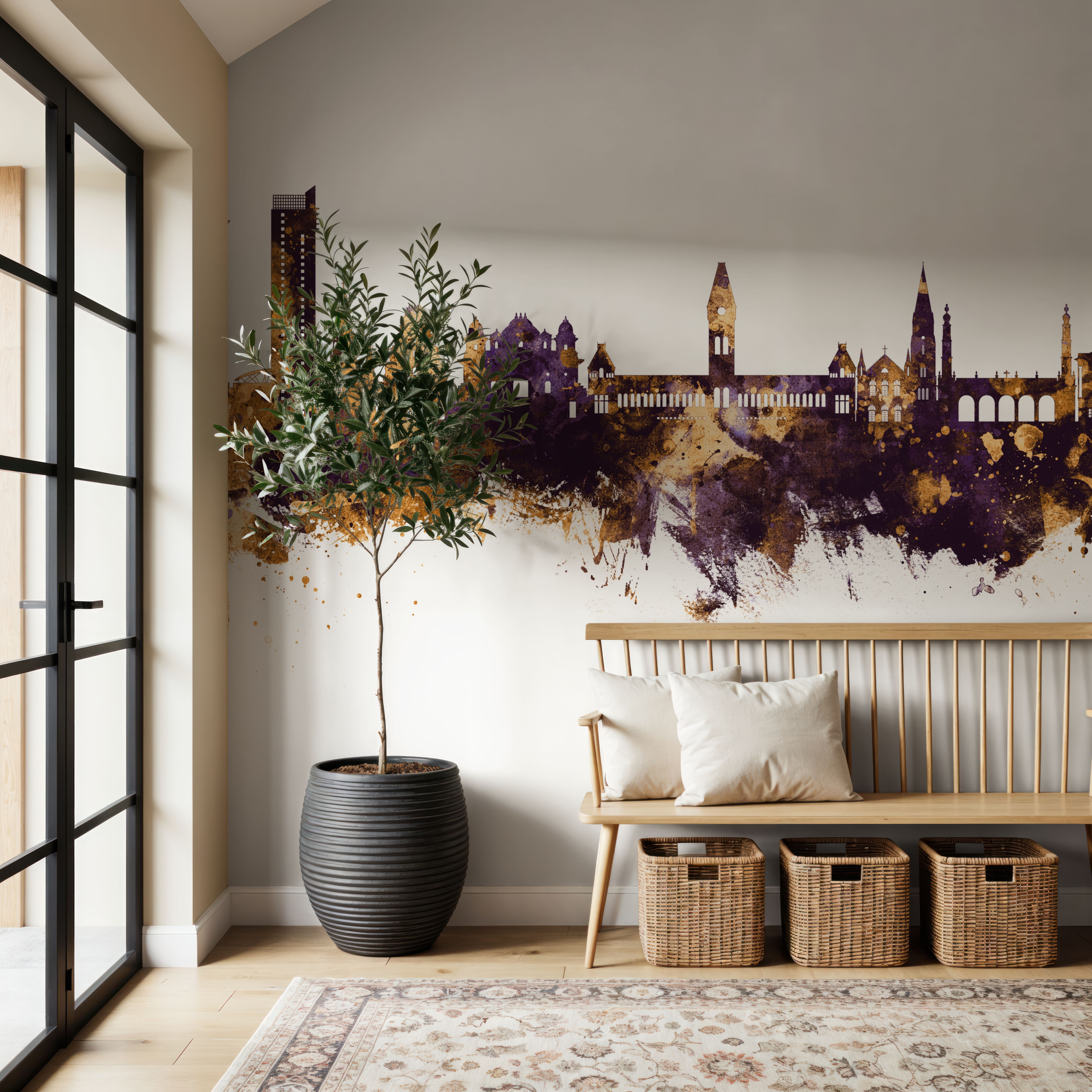 Chennai Skyline India Purple & Gold