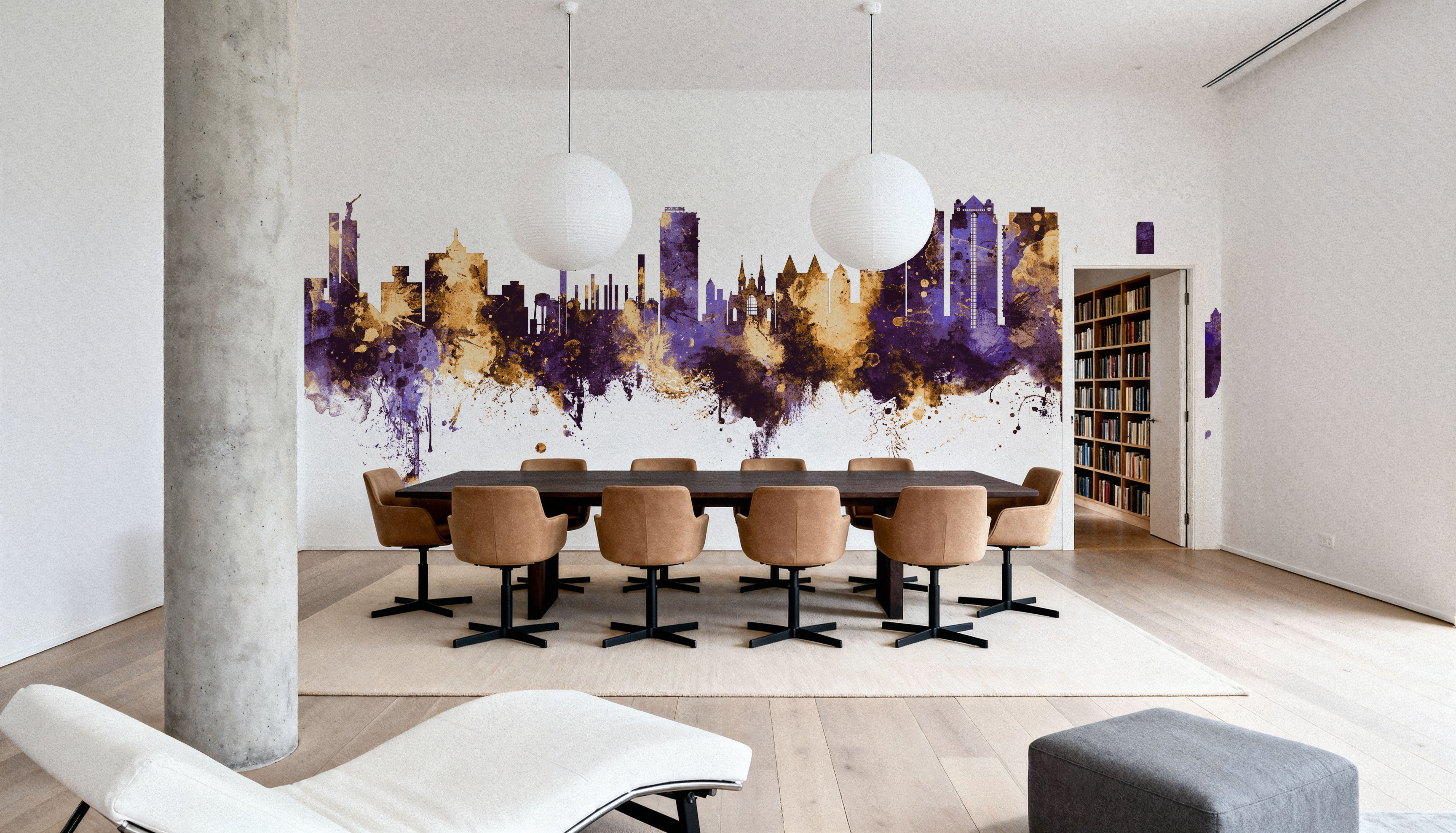 Birmingham Alabama Skyline Purple & Gold, Wallpaper