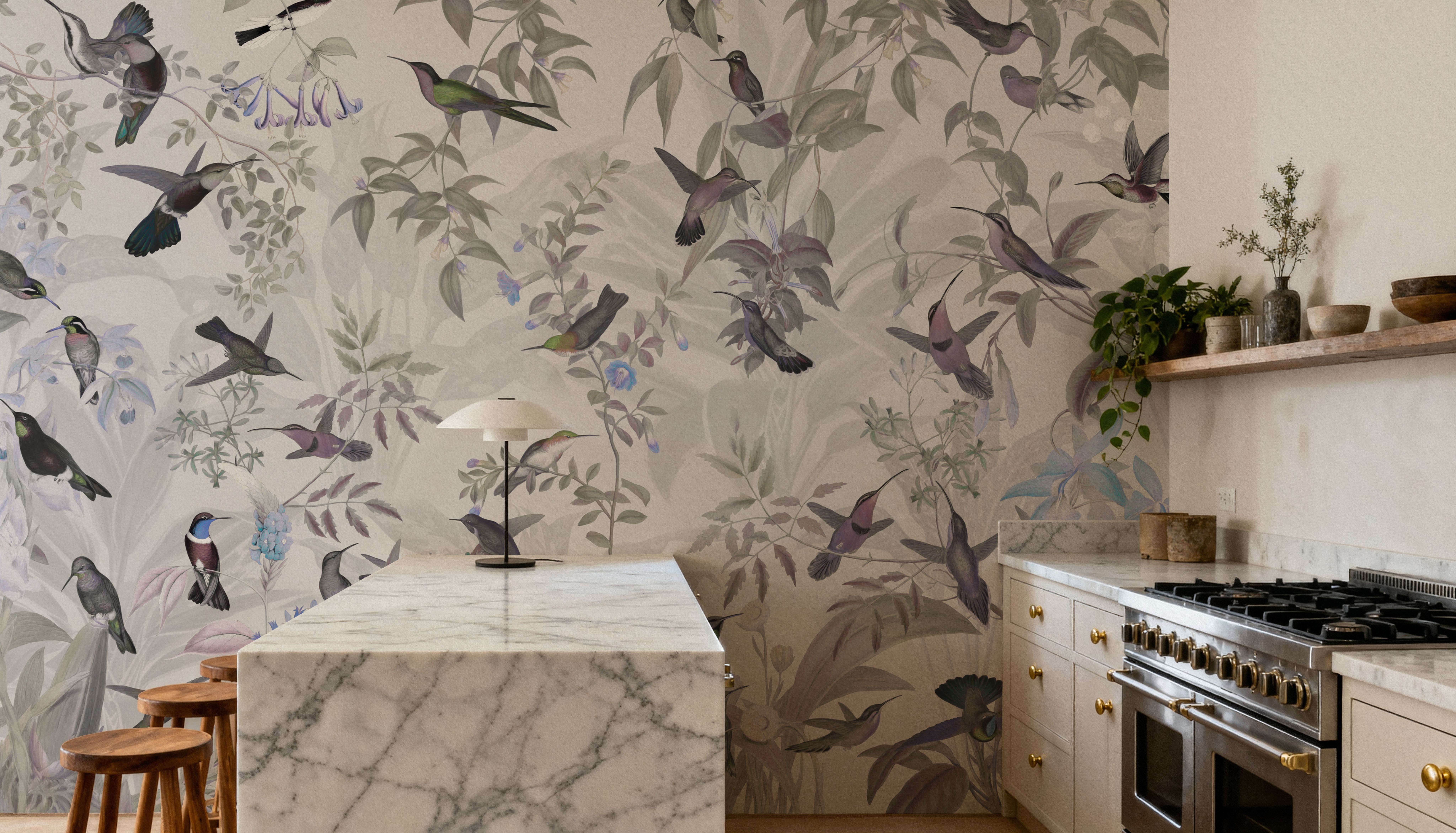 Birds Everywhere Green, Wallpaper