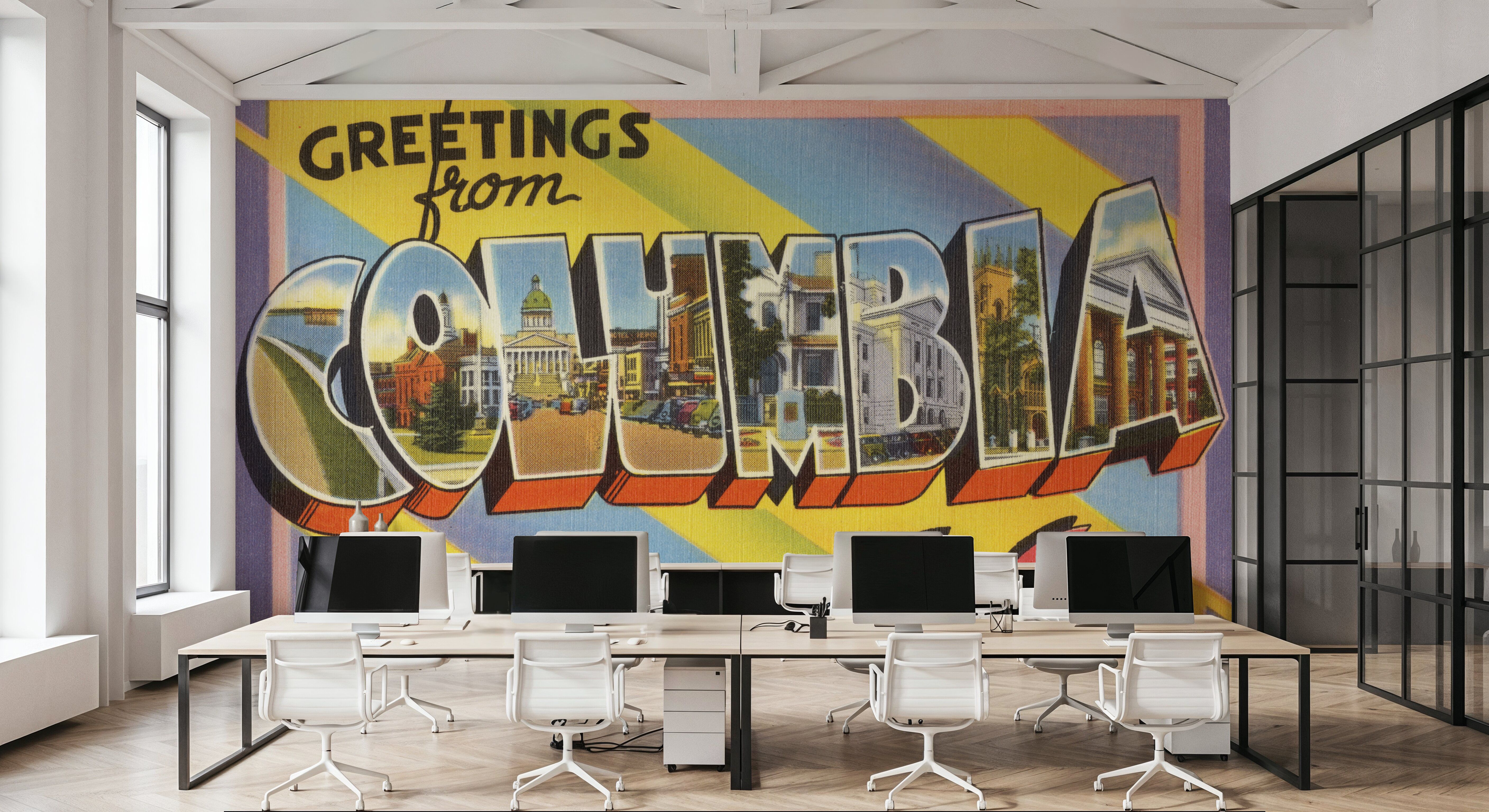 Greetings from Columbia S.C. - Screenprint Postcard