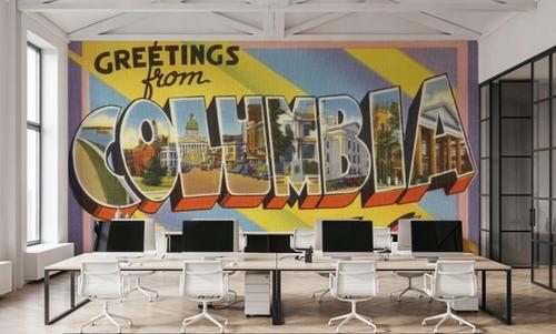 Greetings from Columbia S.C. - Screenprint Postcard
