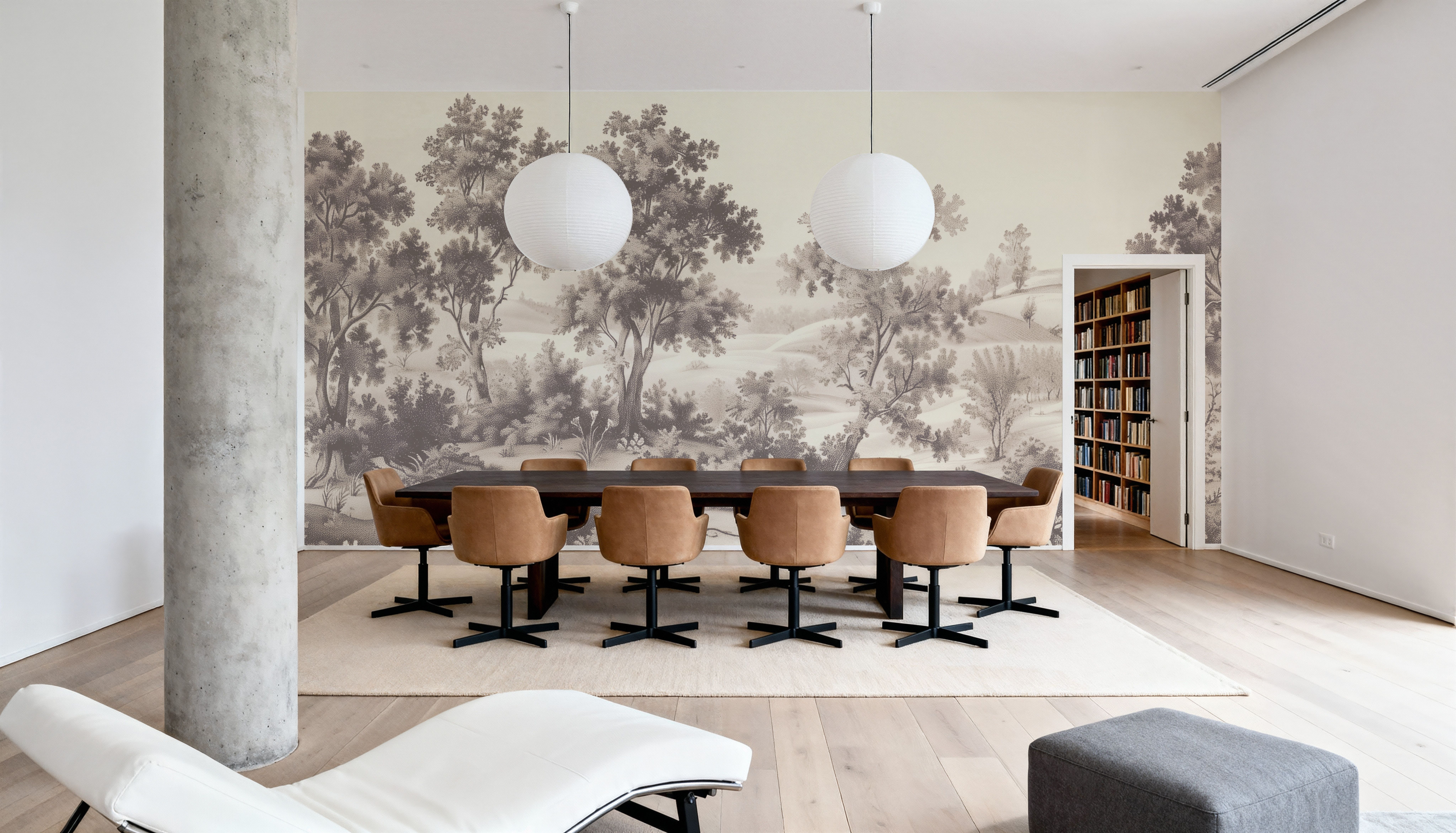 Pastoral Toile, Beige, Wallpaper