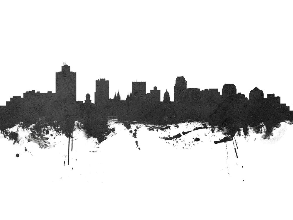Salt Lake City Utah Skyline Black & White