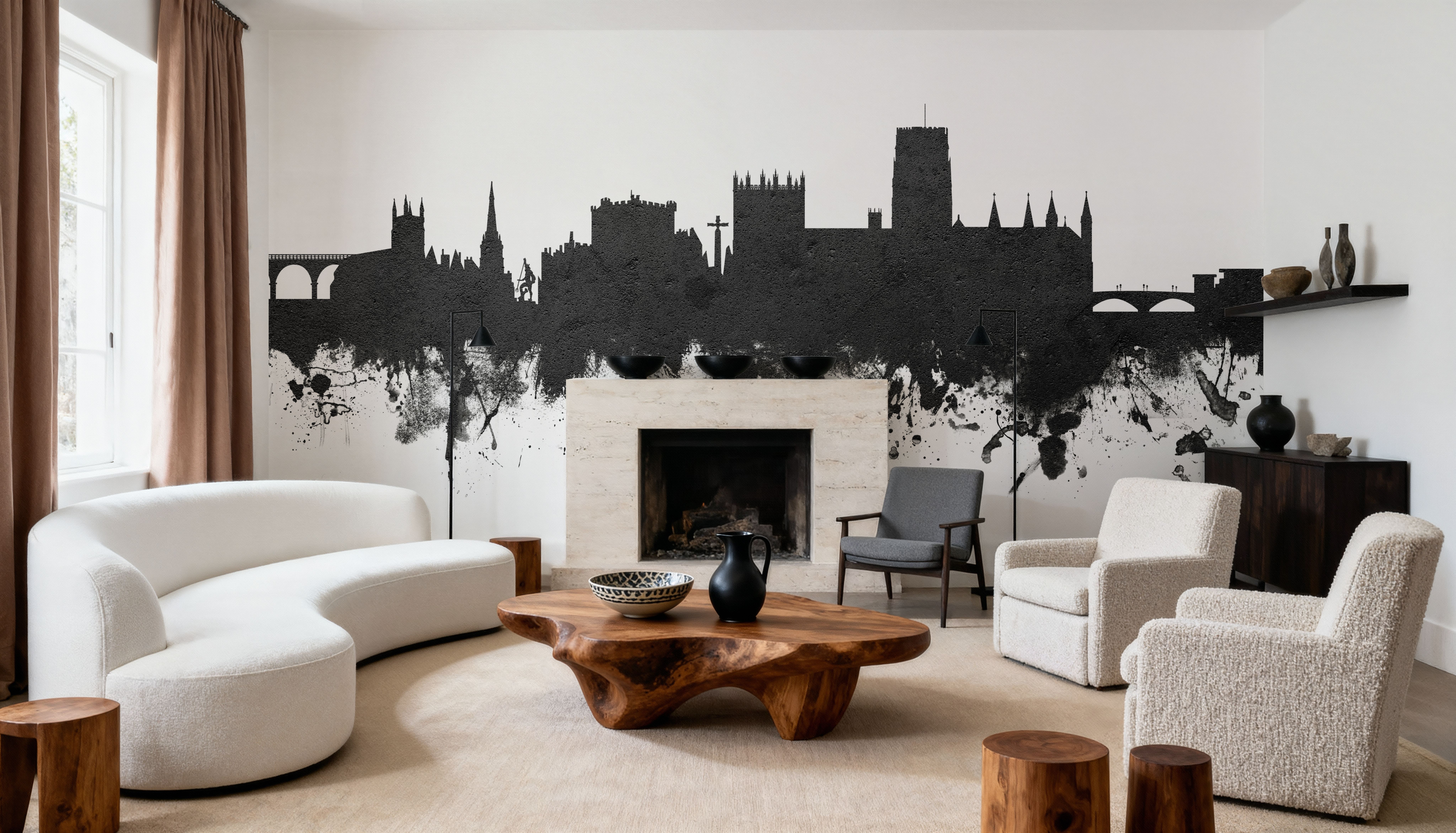 Durham England Skyline Black & White