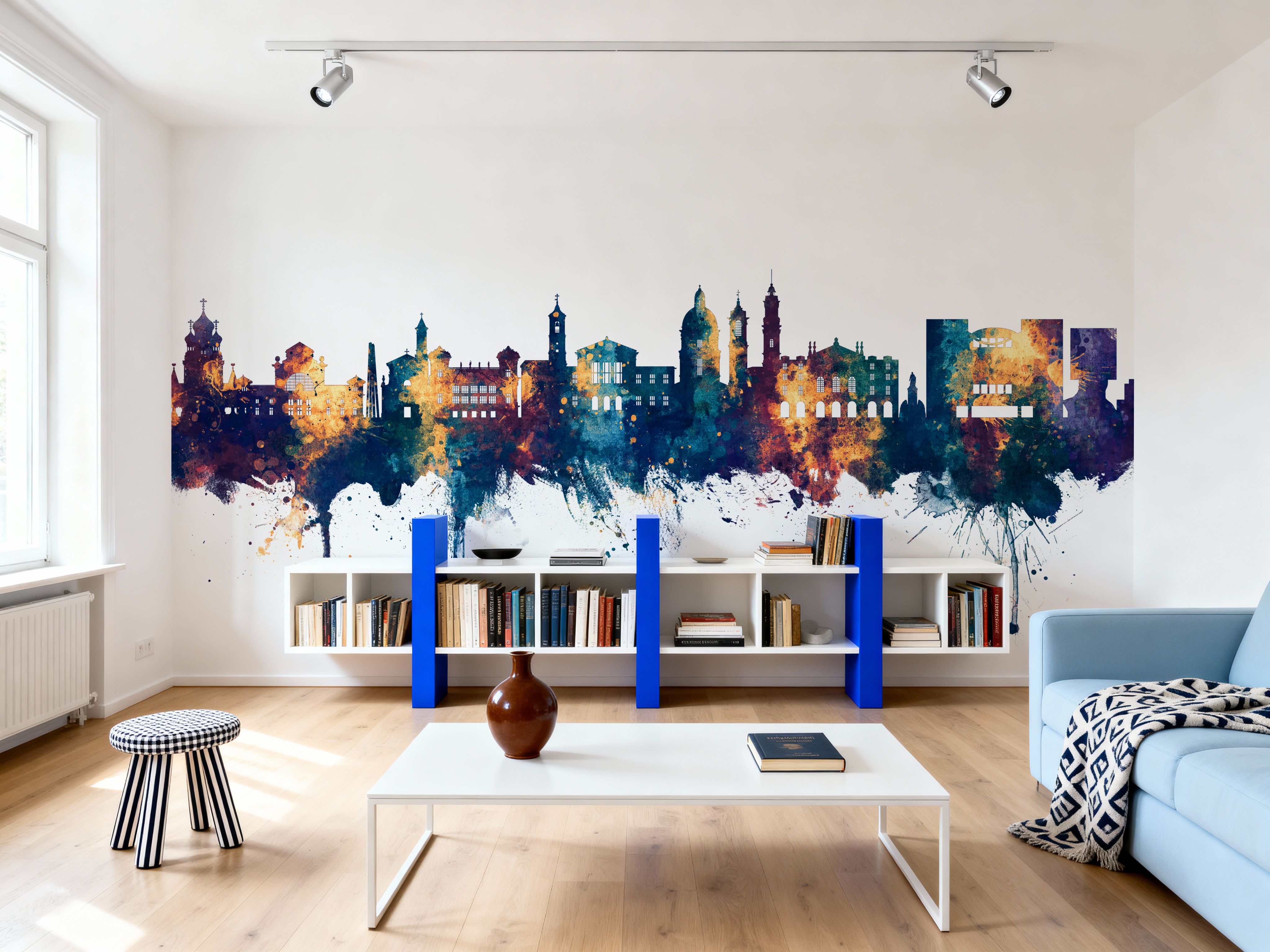 Nice France Skyline Blue & Bronze