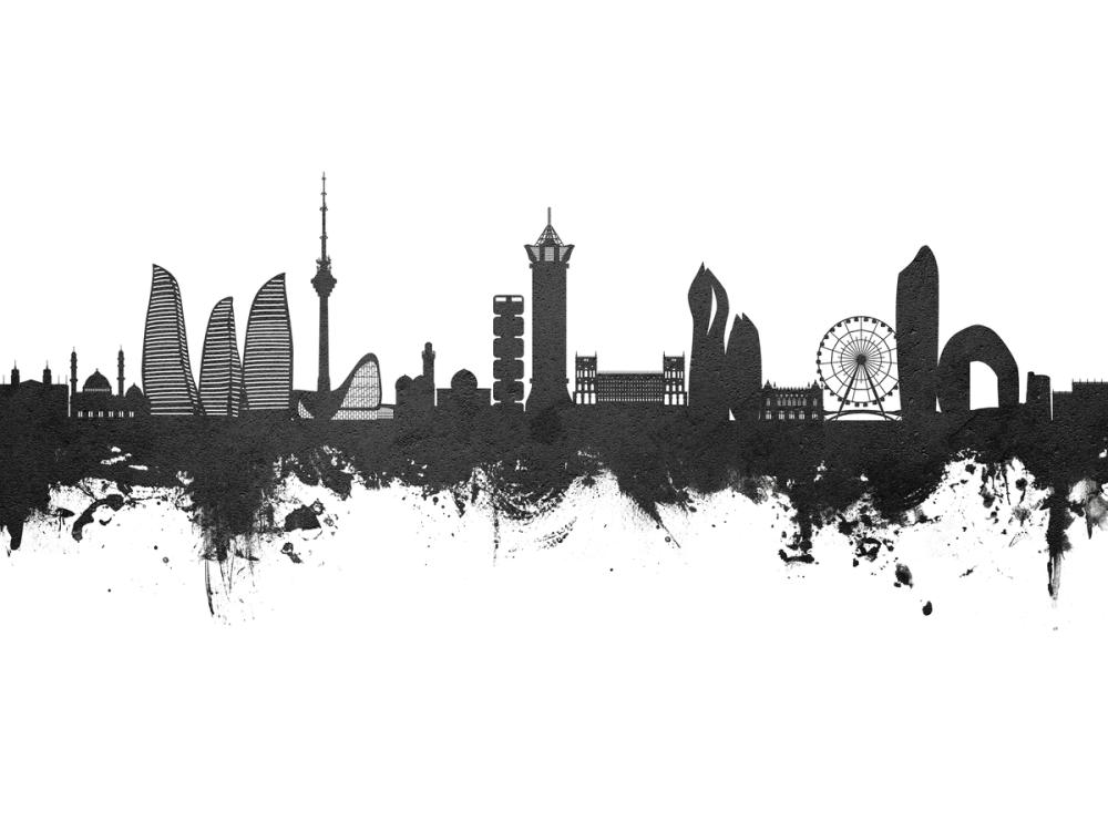 Baku Skyline Black & White