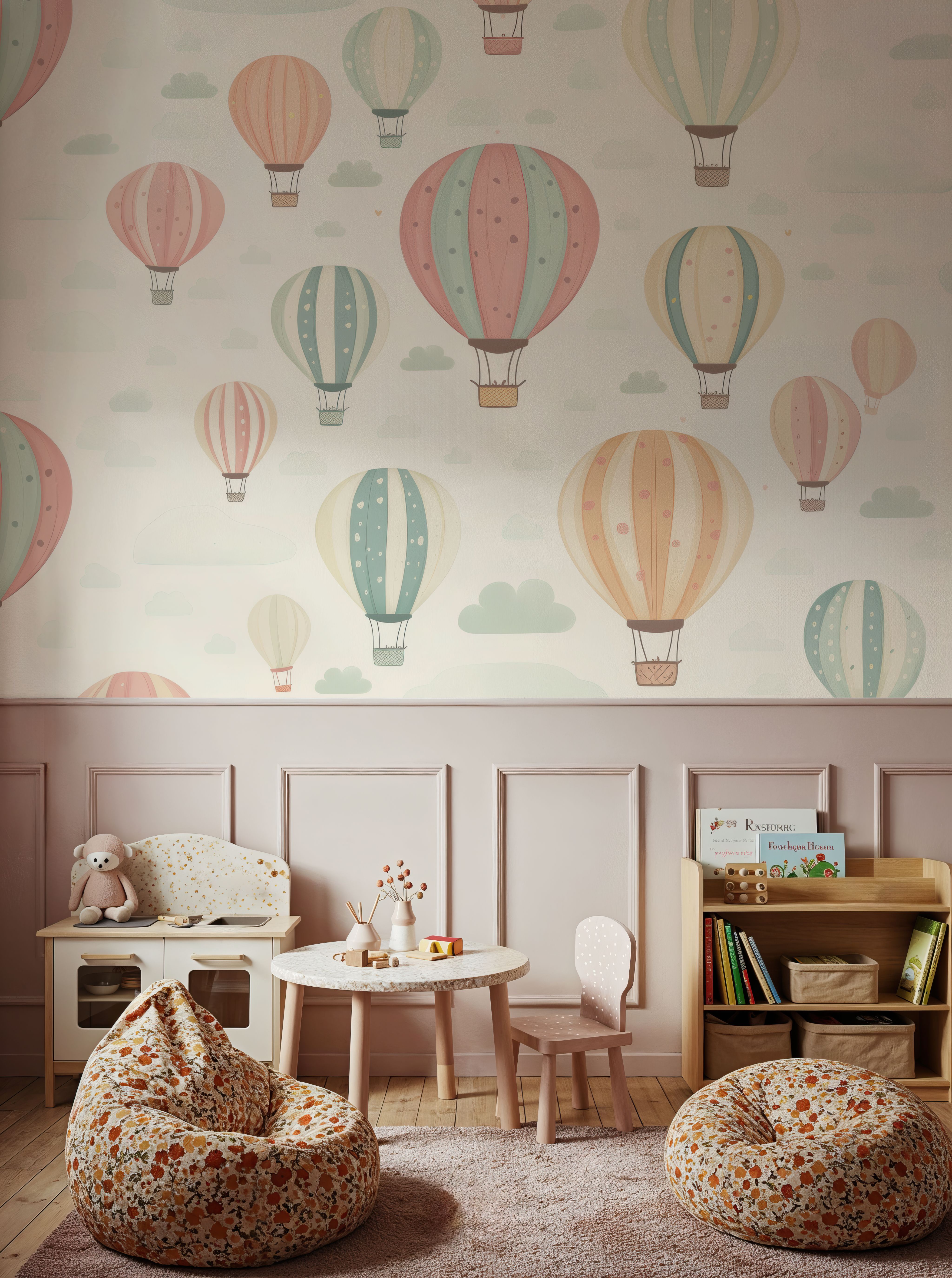 Hot Air Balloon Cloudy White