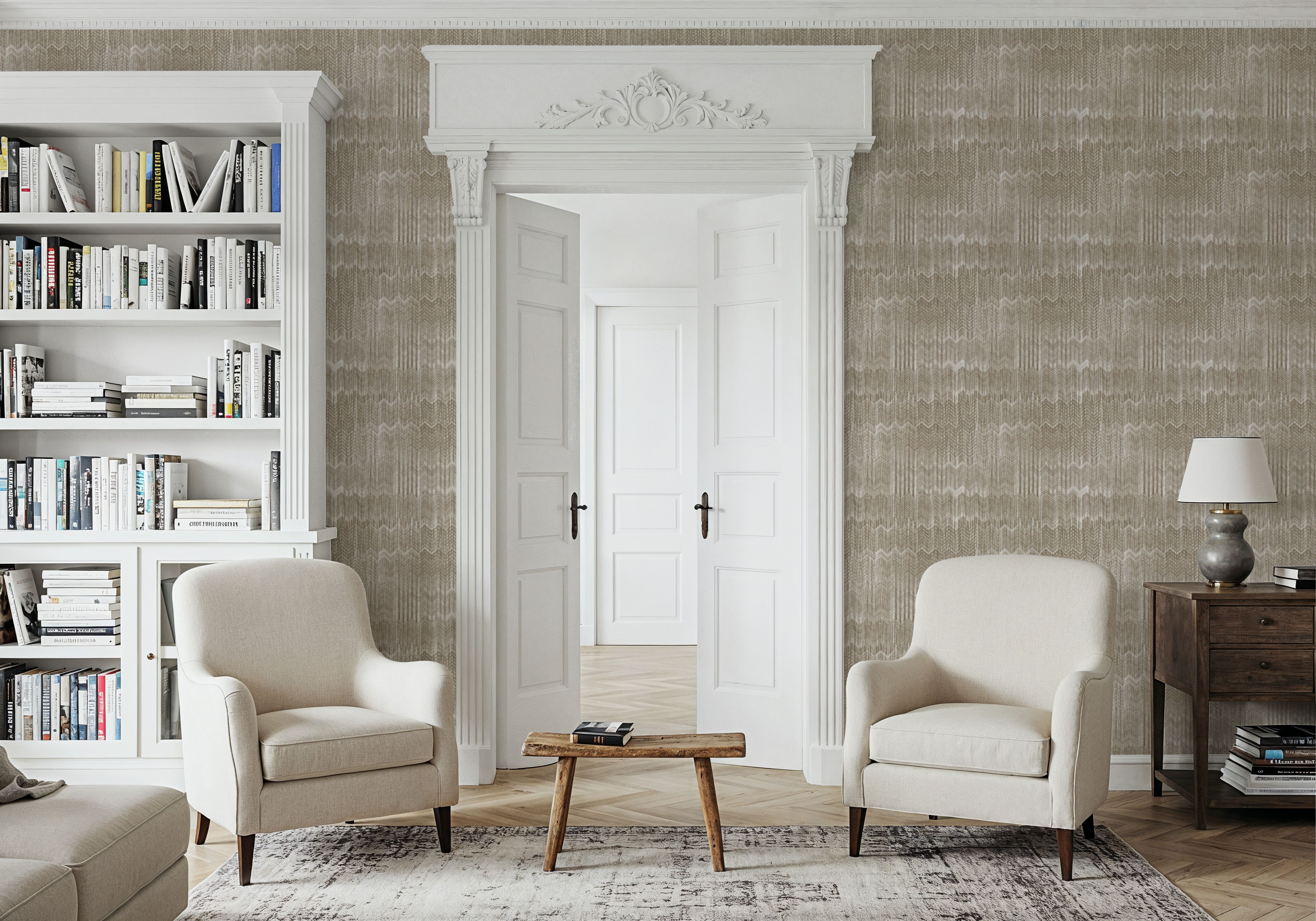 Staggered Zig-Zag, Ecru