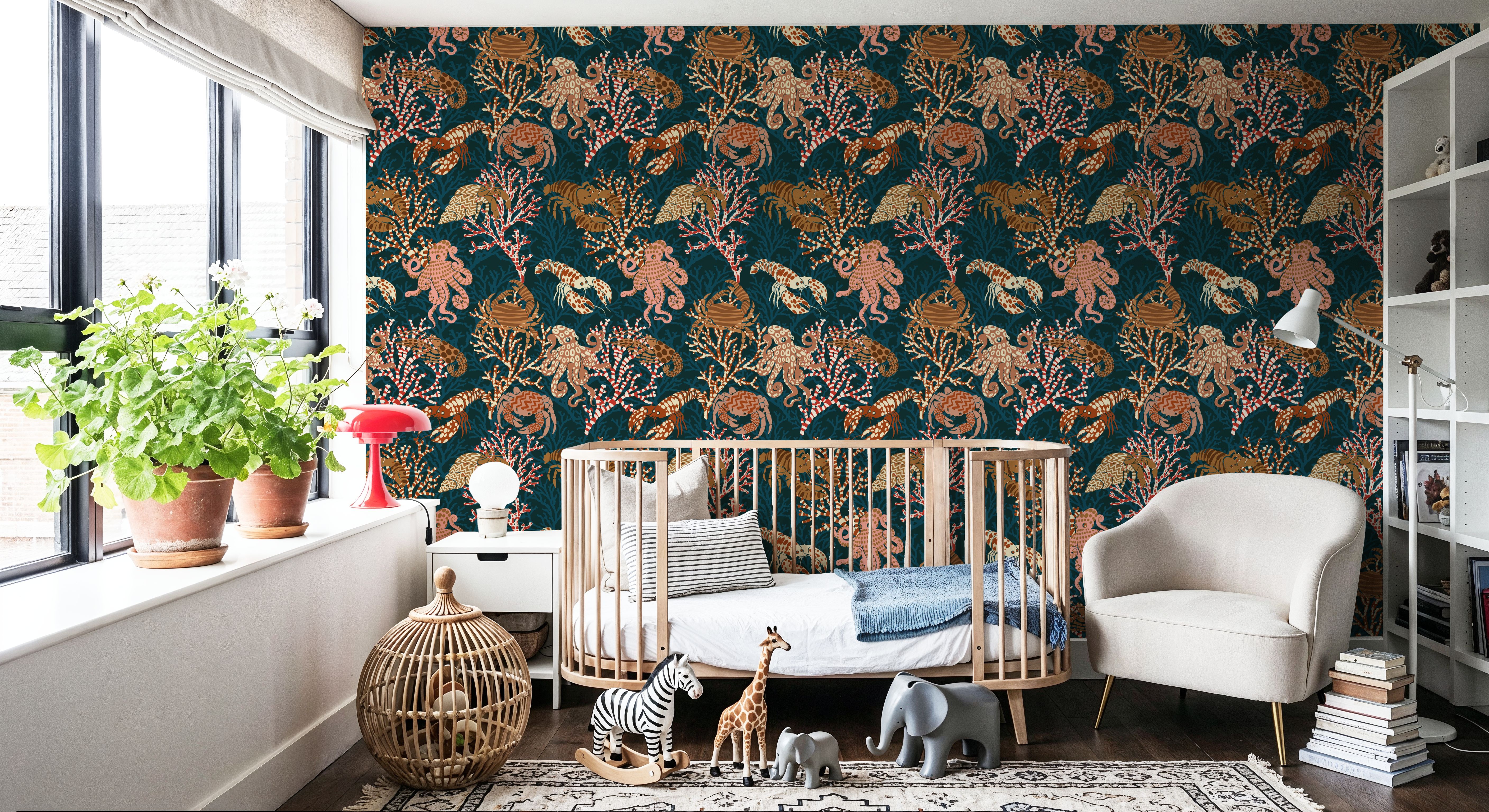 Vibrant Coral Reef, Blue, Wallpaper