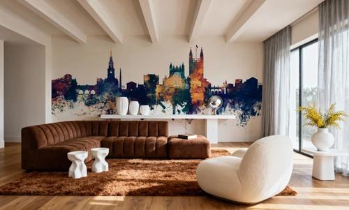 Bath England Skyline Blue & Bronze