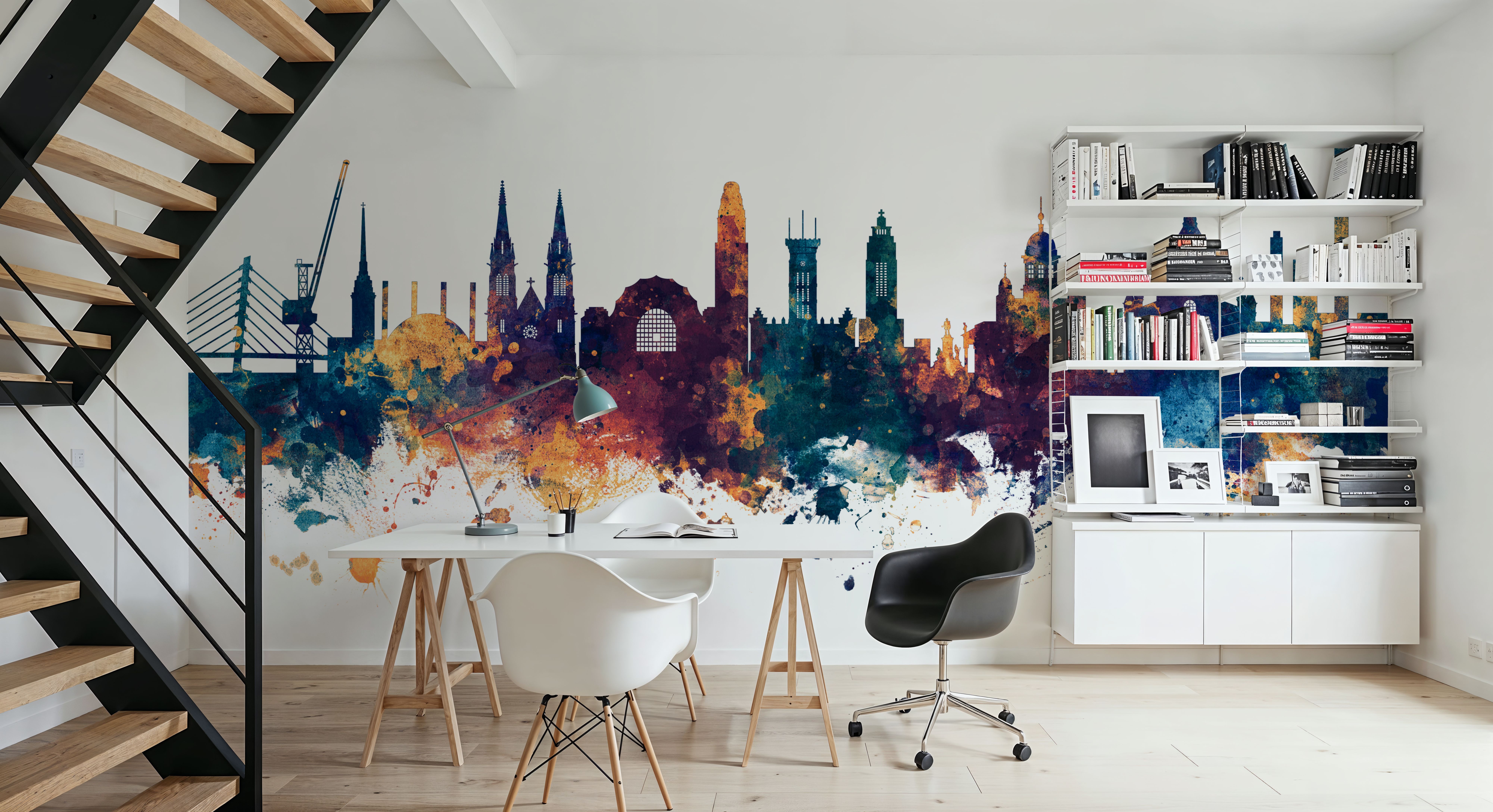 Helsinki Skyline Blue & Bronze