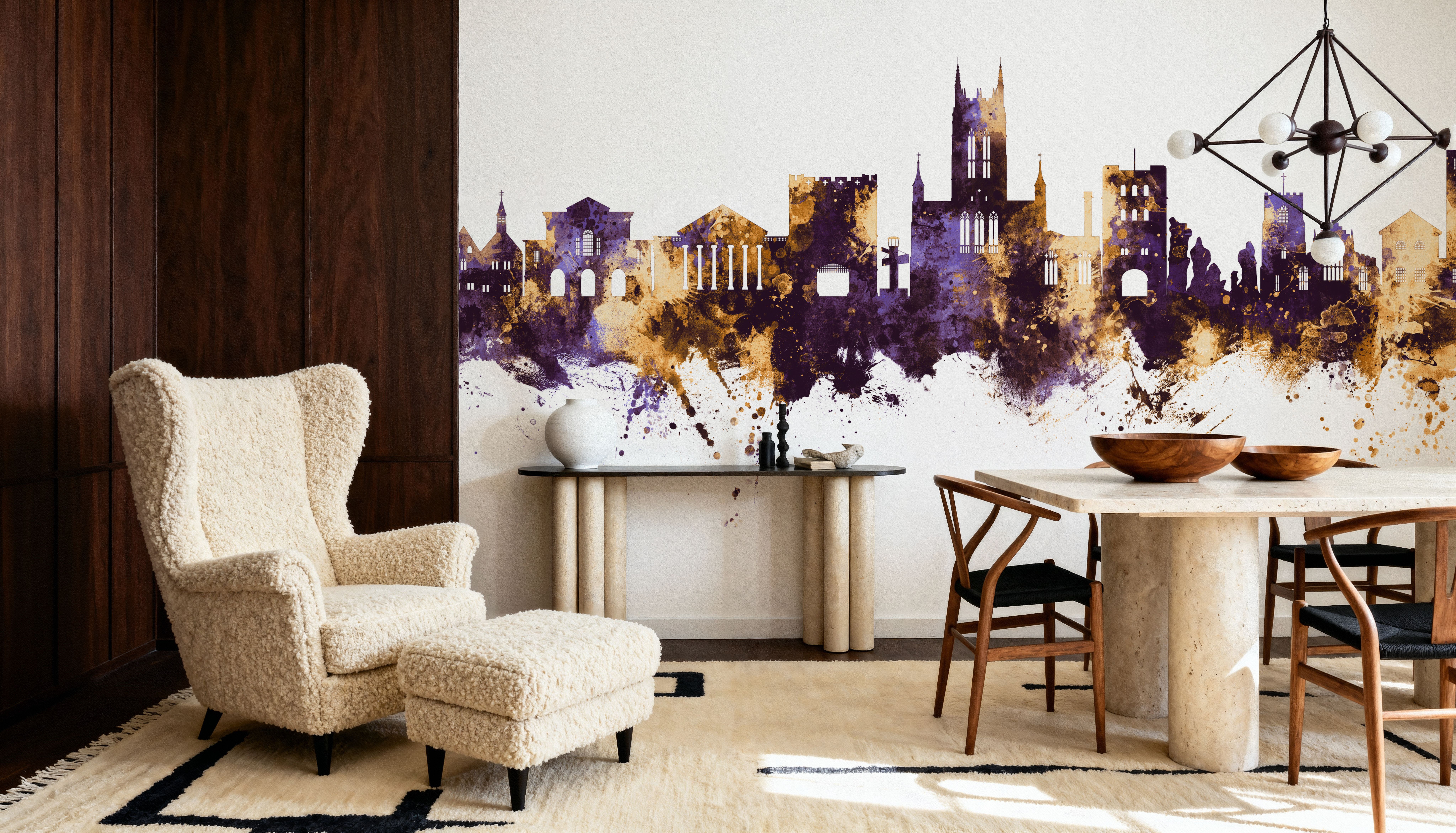 Bury St Edmunds England Skyline Purple & Gold