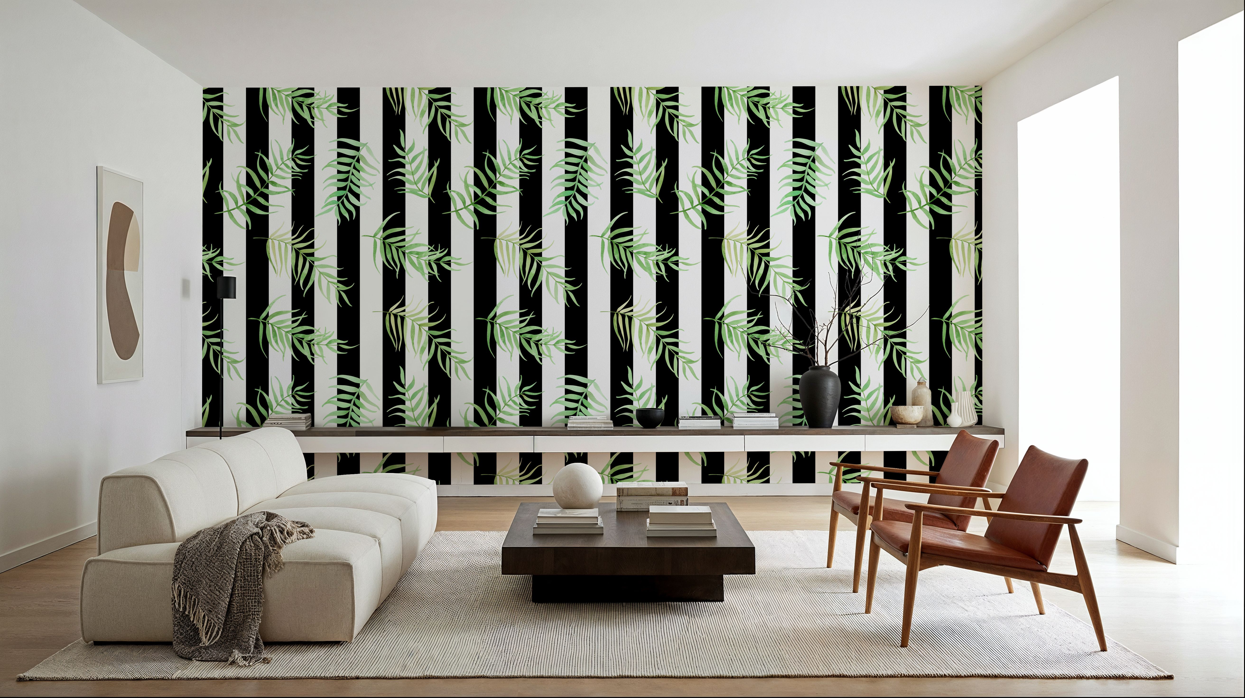 Black & White Stripe Leaves
