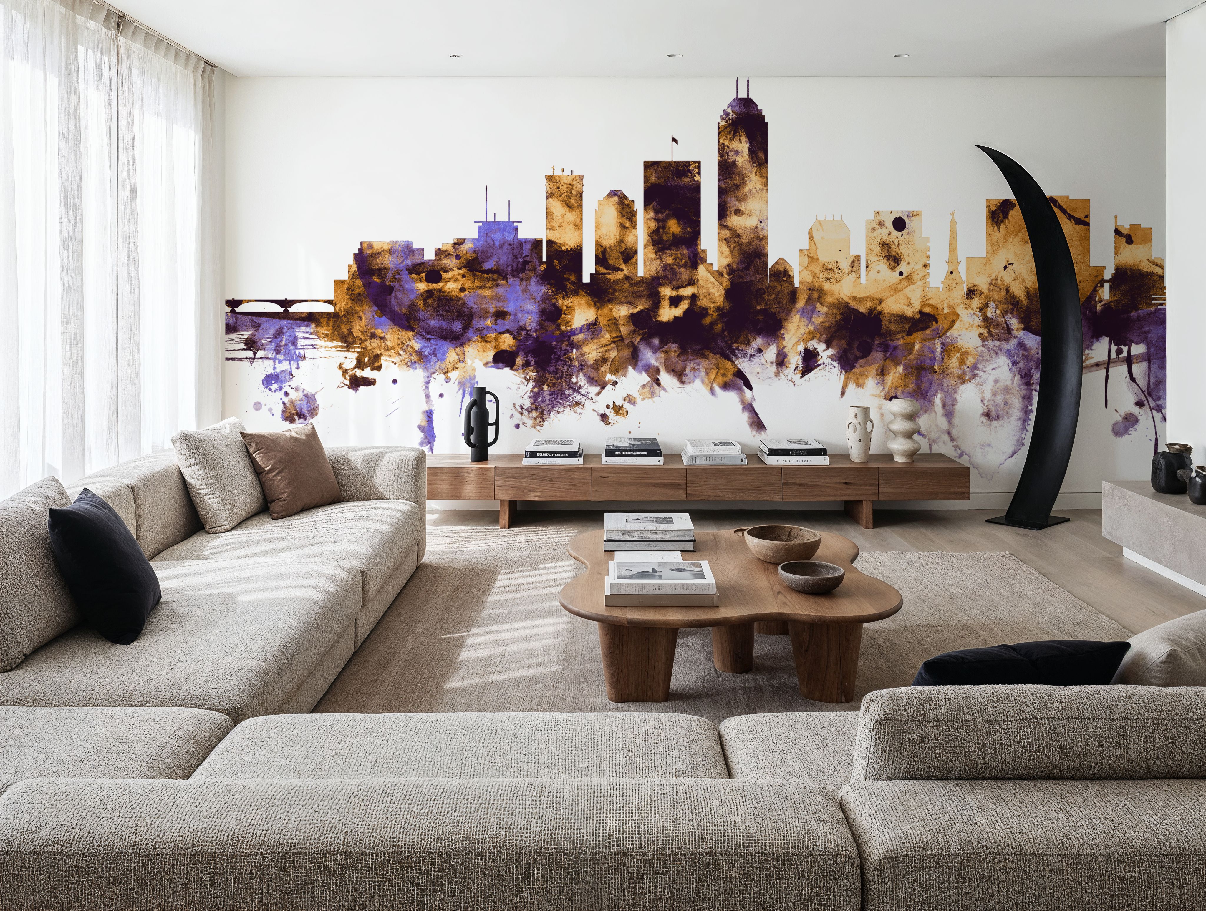 Indianapolis Indiana Skyline Purple & Gold