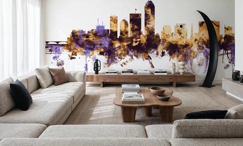 Indianapolis Indiana Skyline Purple & Gold