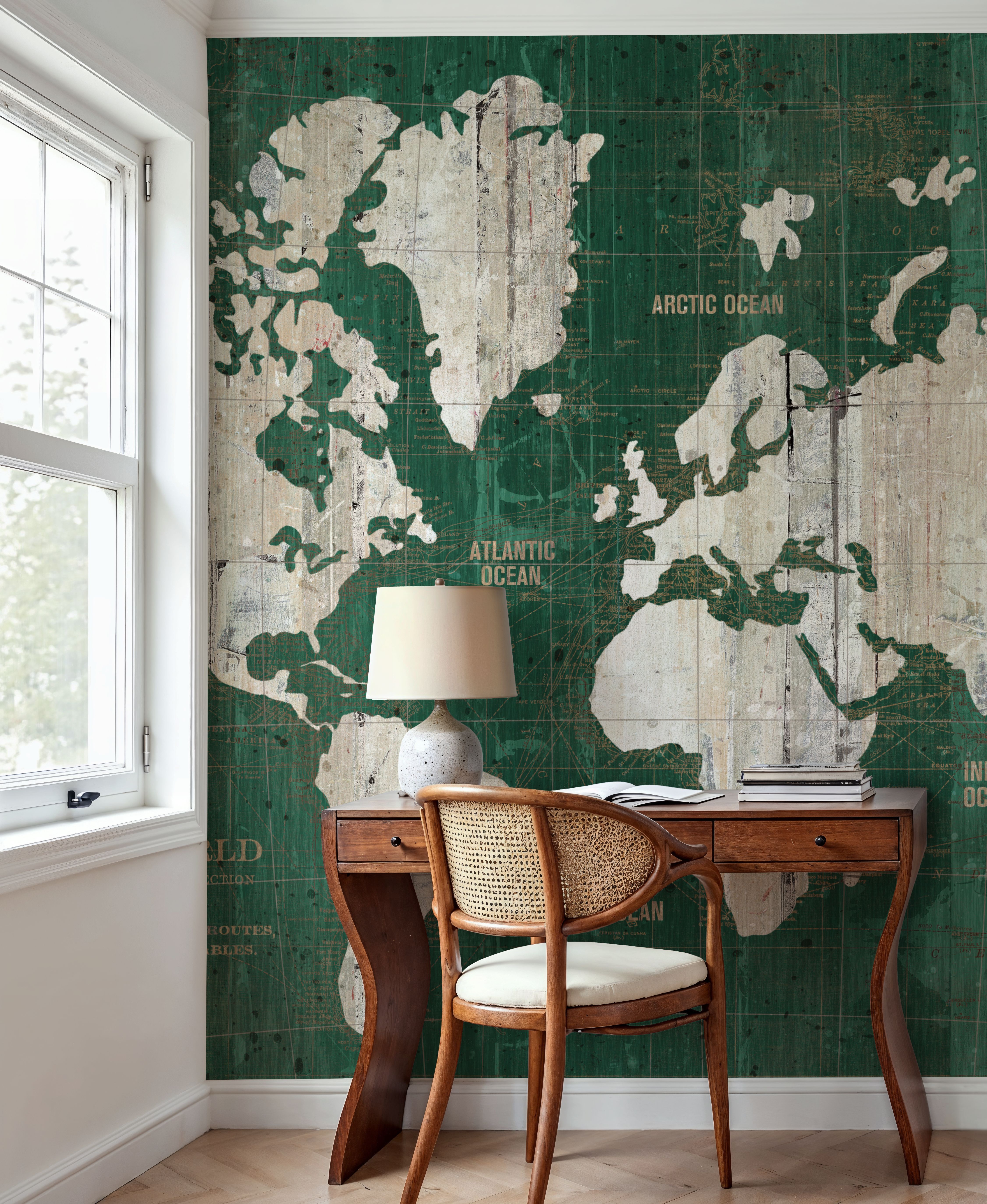 Old World Map Green