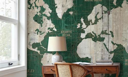 Old World Map Green