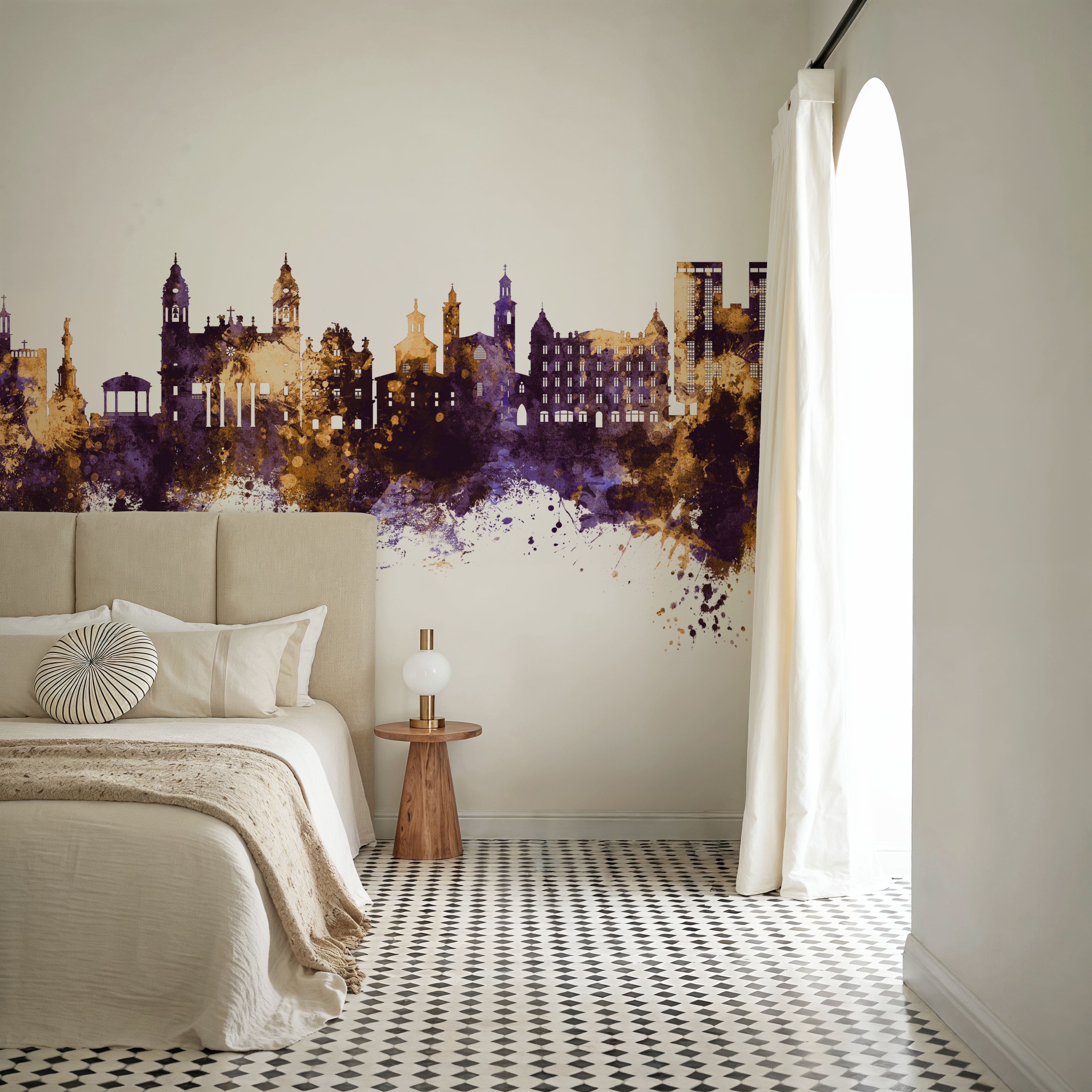 Pamplona Spain Skyline Purple & Gold