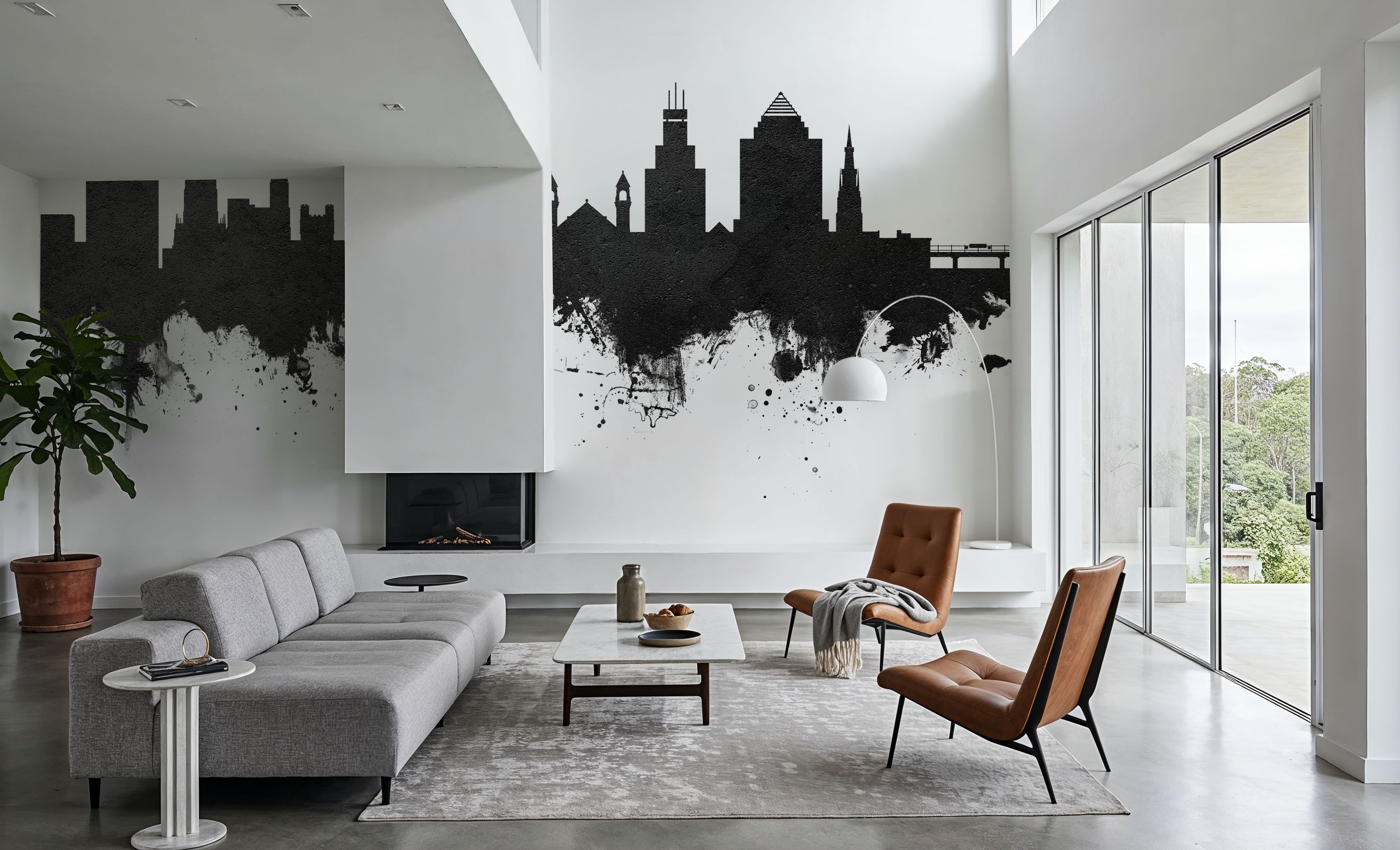 Durham North Carolina Skyline Black & White, Wallpaper