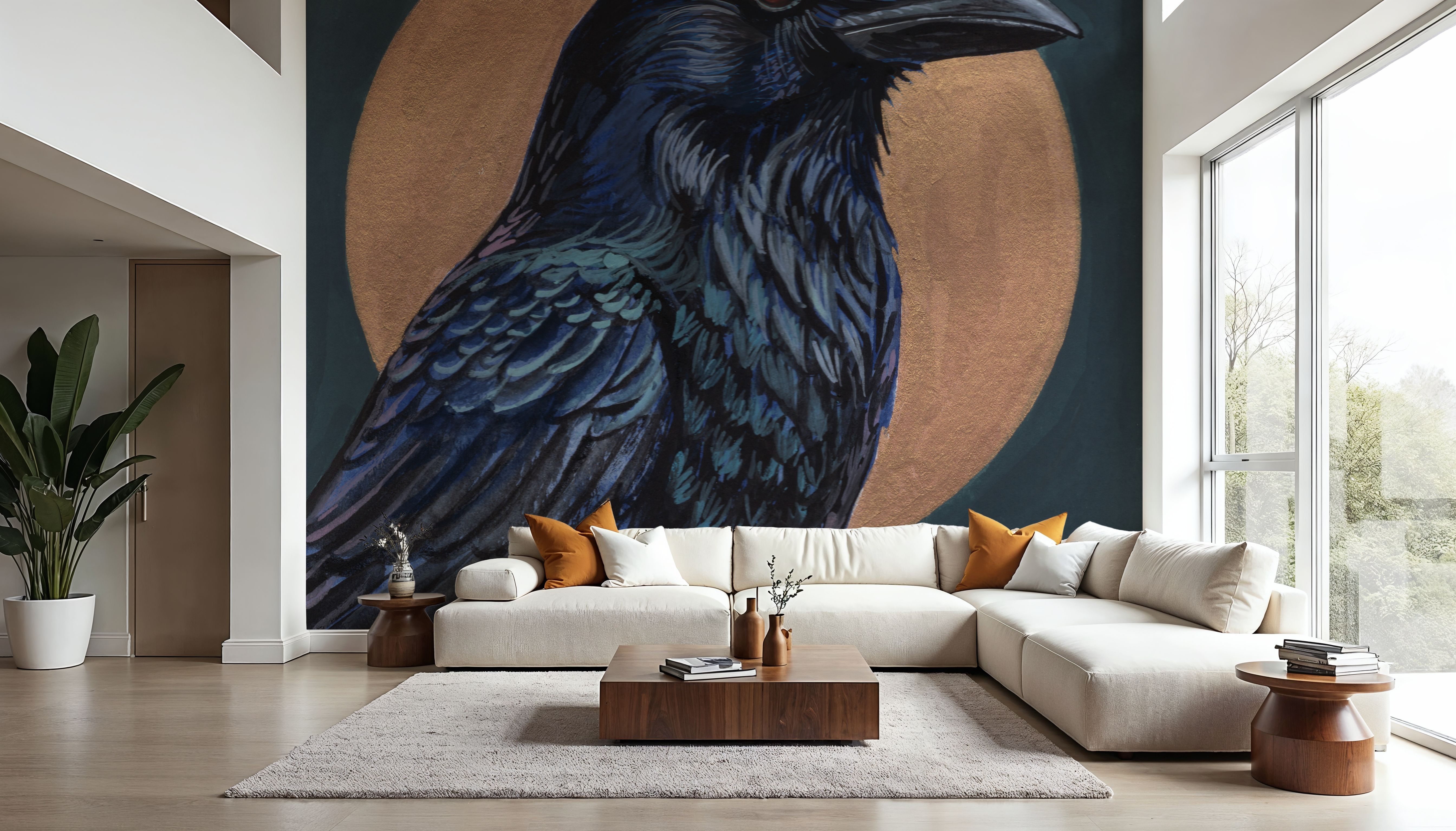 Crow By Golden Moon