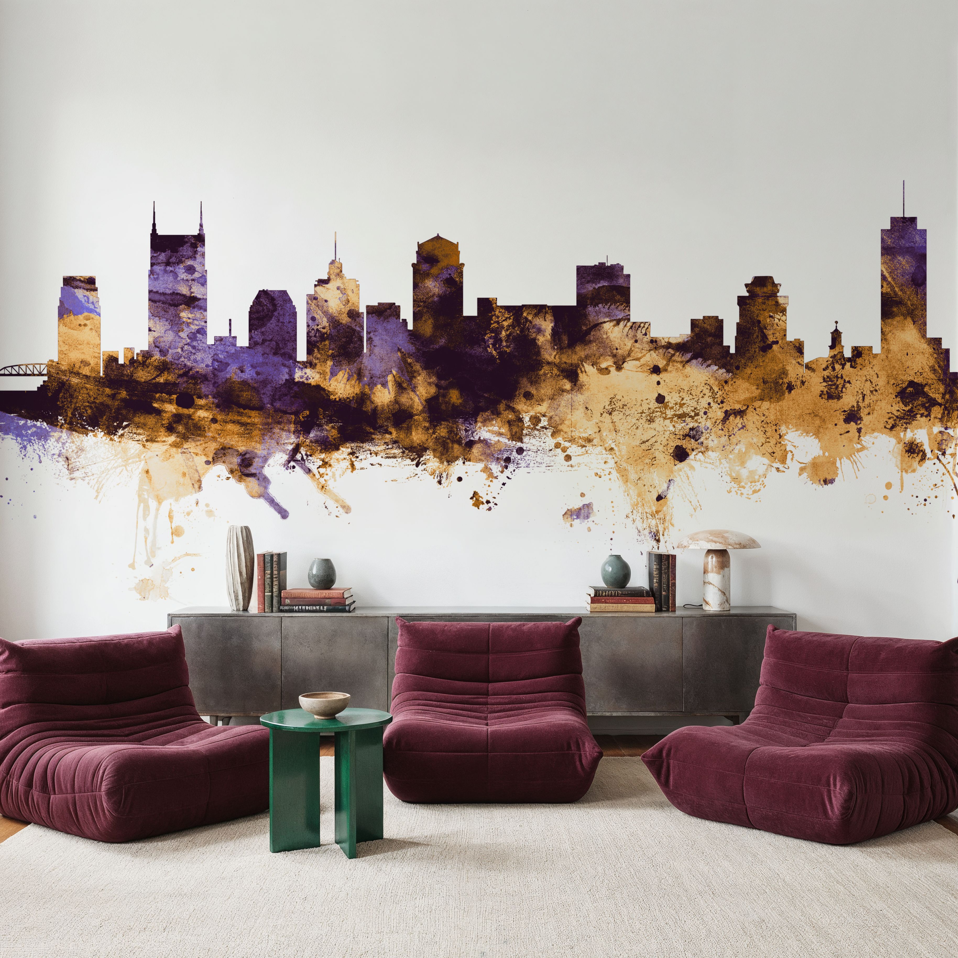 Nashville Tennessee Skyline Purple & Gold