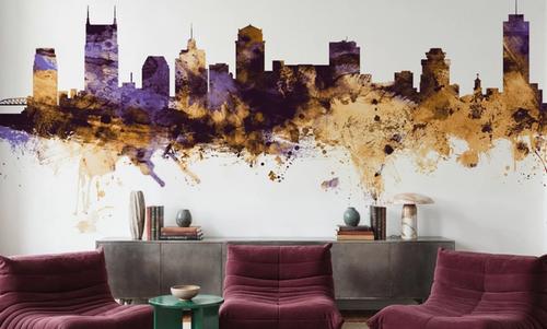 Nashville Tennessee Skyline Purple & Gold