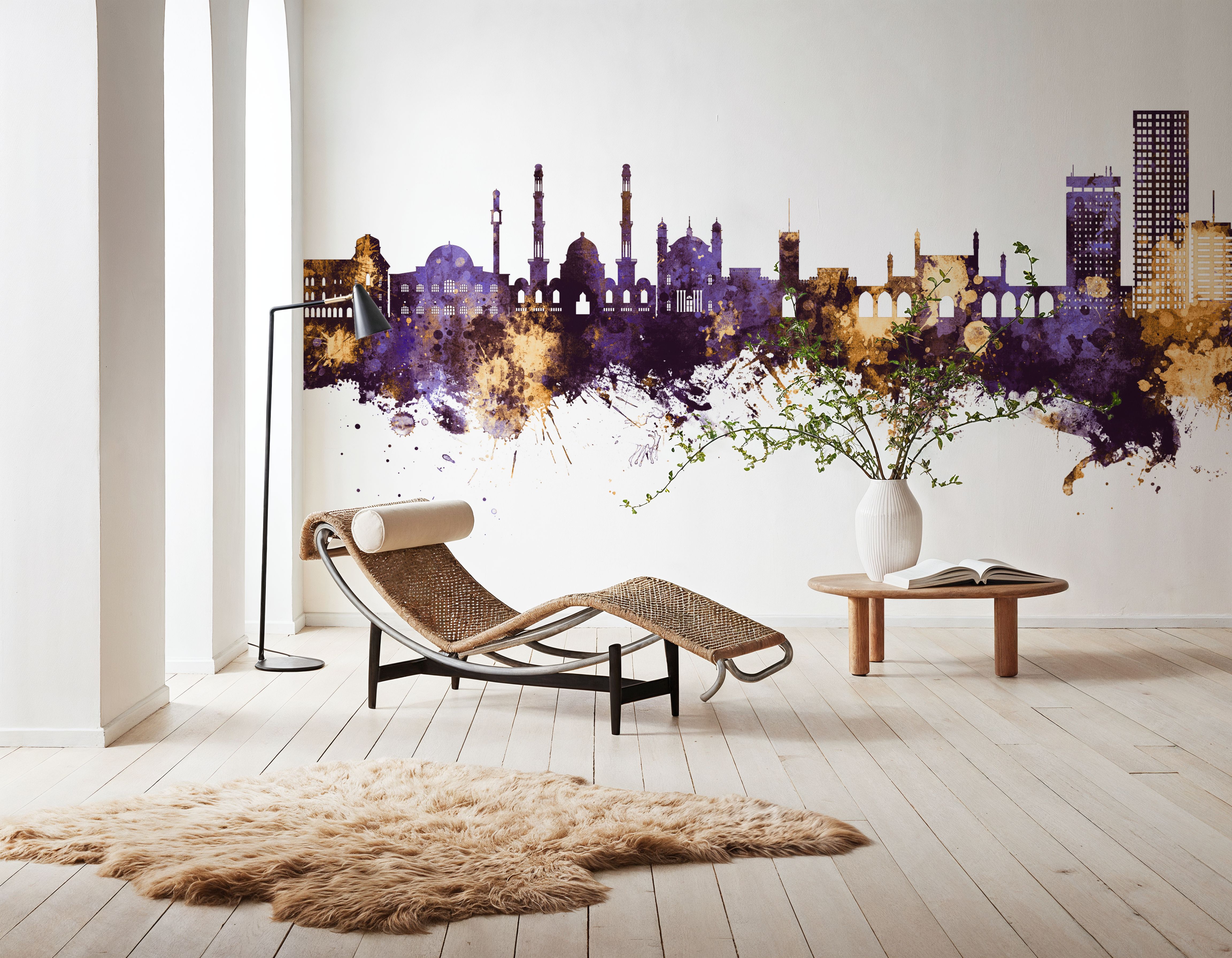 Kabul Afghanistan Skyline Purple & Gold