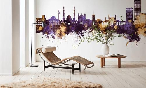 Kabul Afghanistan Skyline Purple & Gold