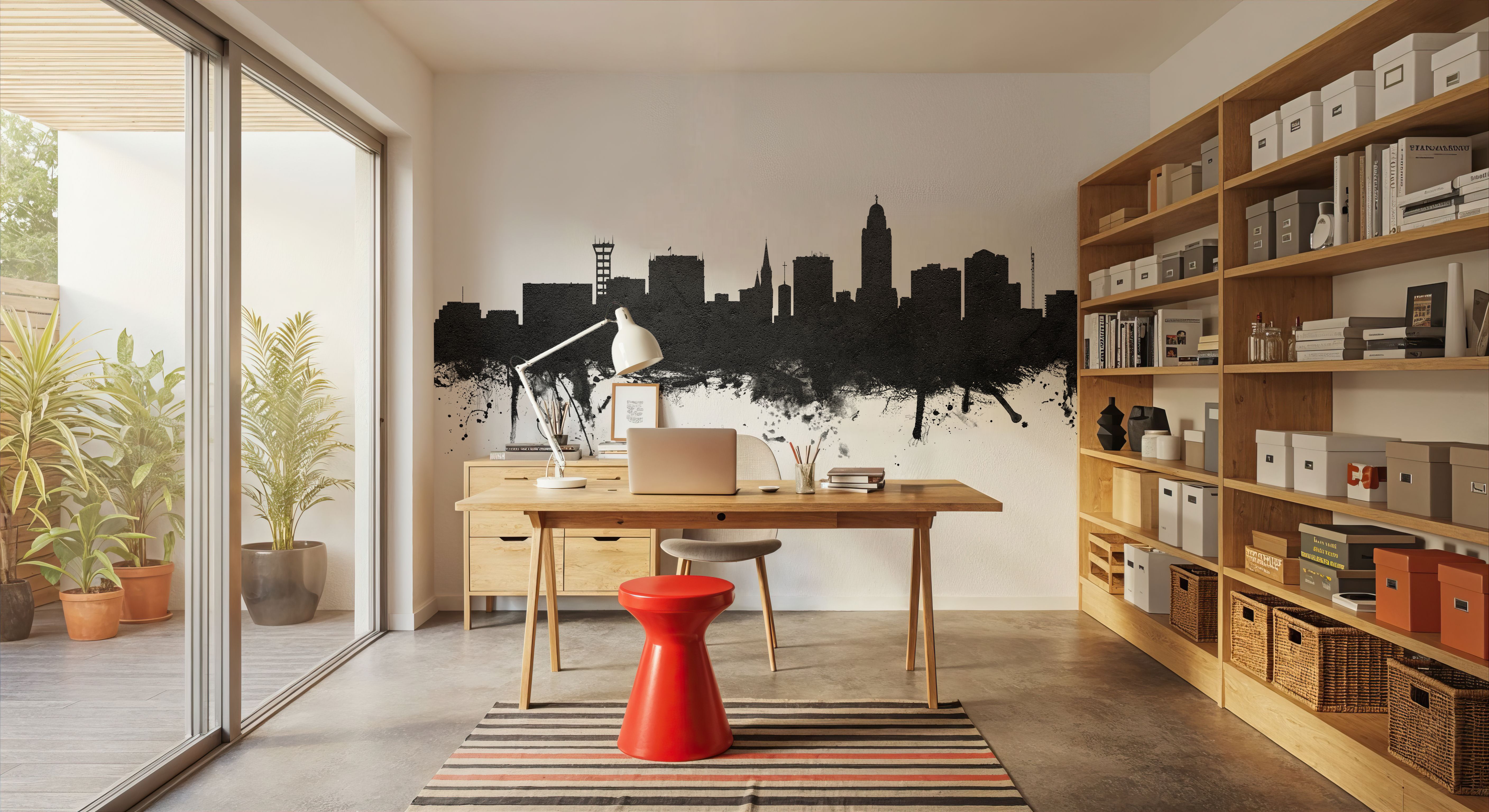 Lincoln Nebraska Skyline Black & White, Wallpaper