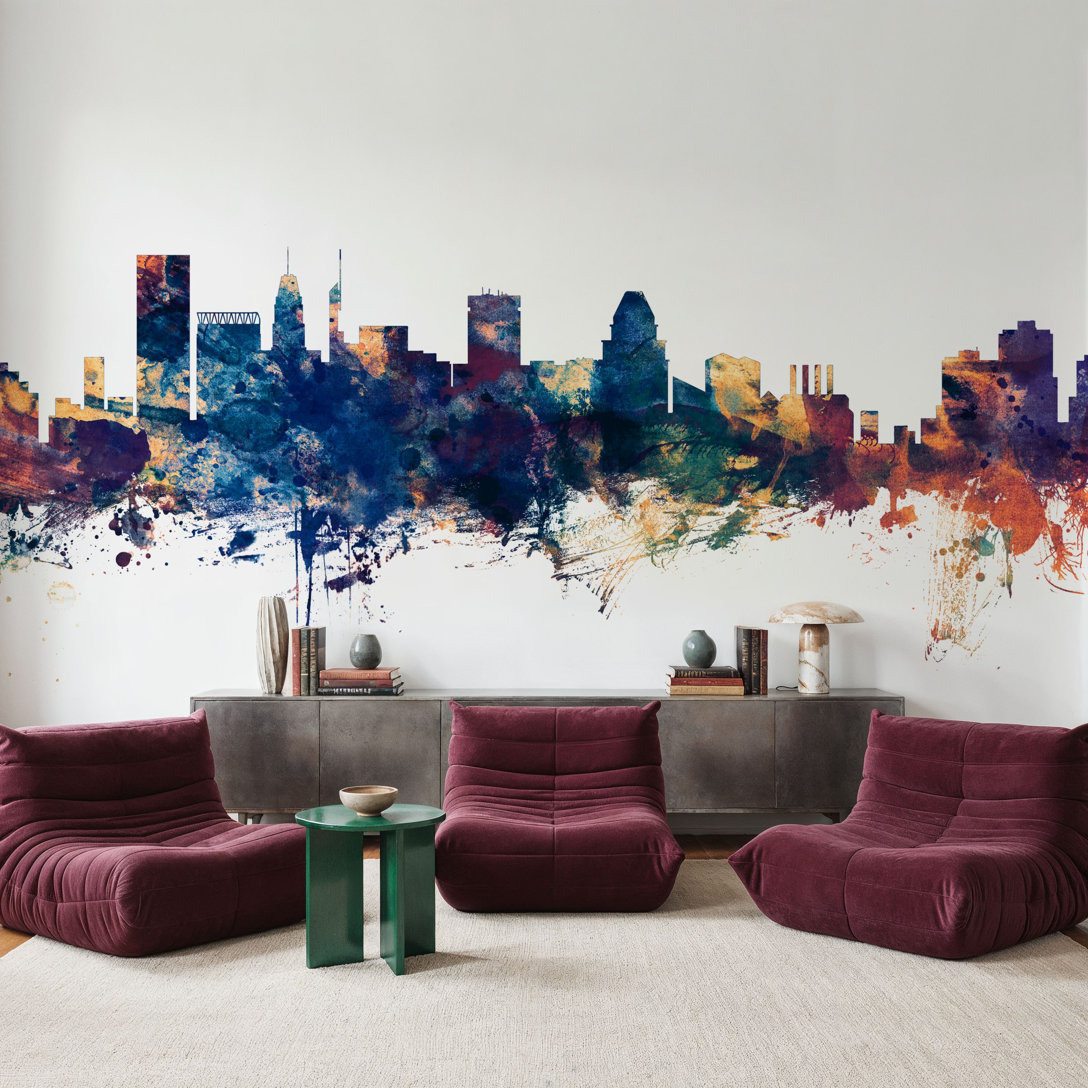 Baltimore Skyline Blue & Bronze