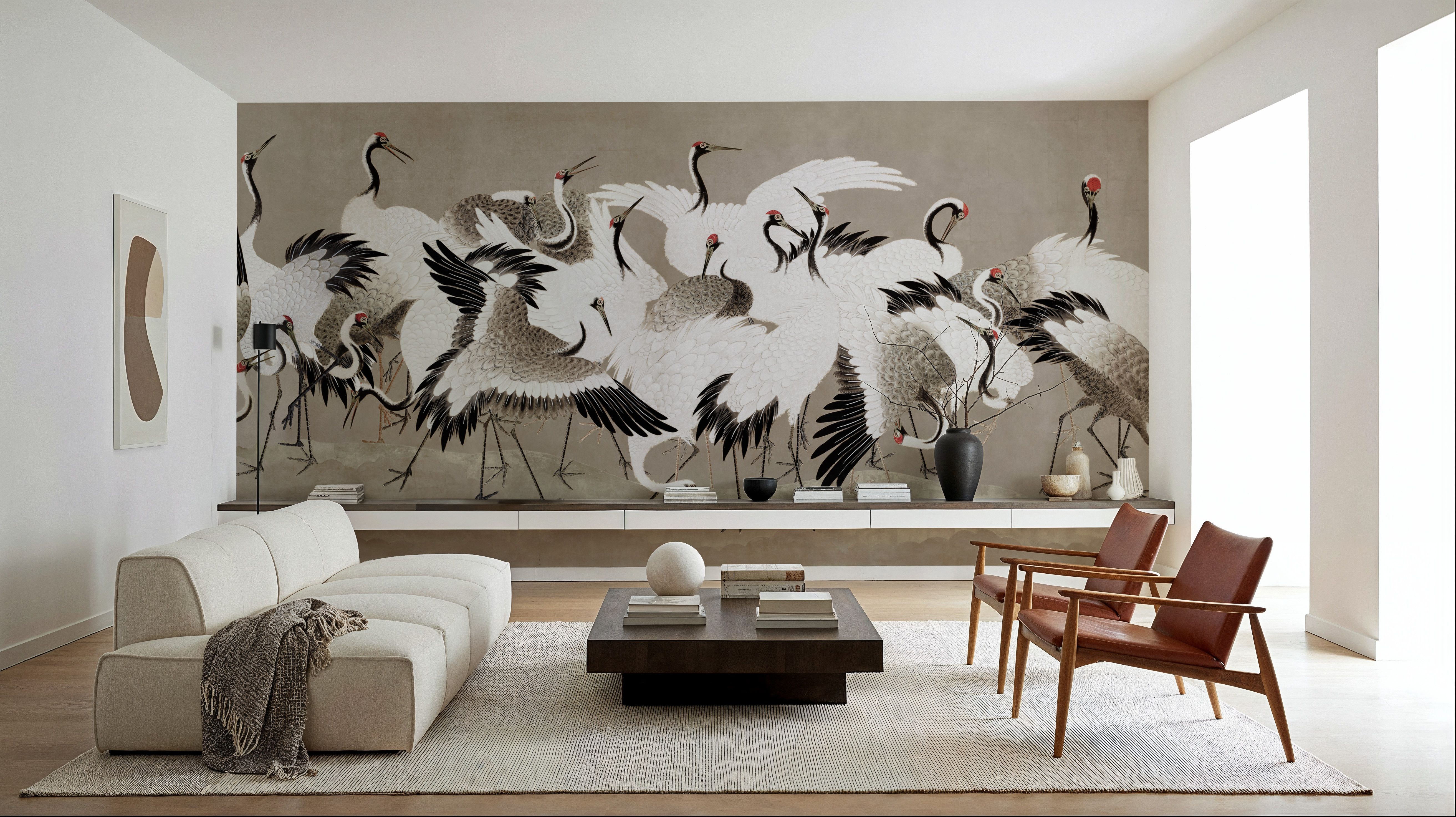 Japanese Flock of Cranes, Nutmeg Dust