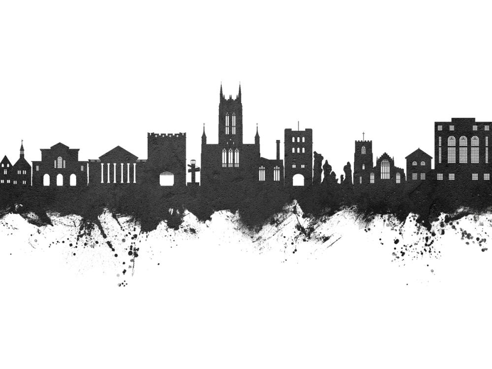 Bury St Edmunds England Skyline Black & White