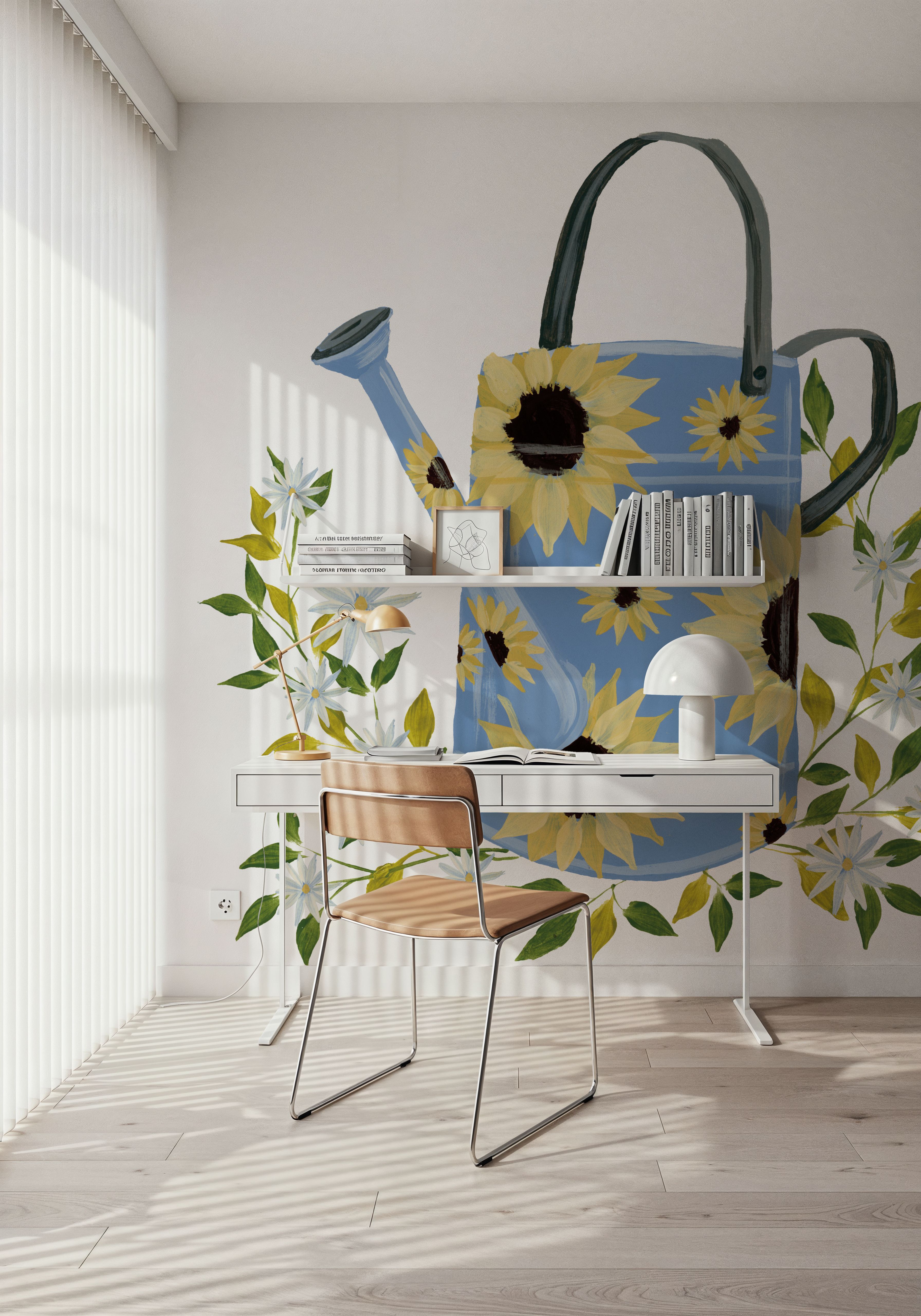 Watering Can with Daisies