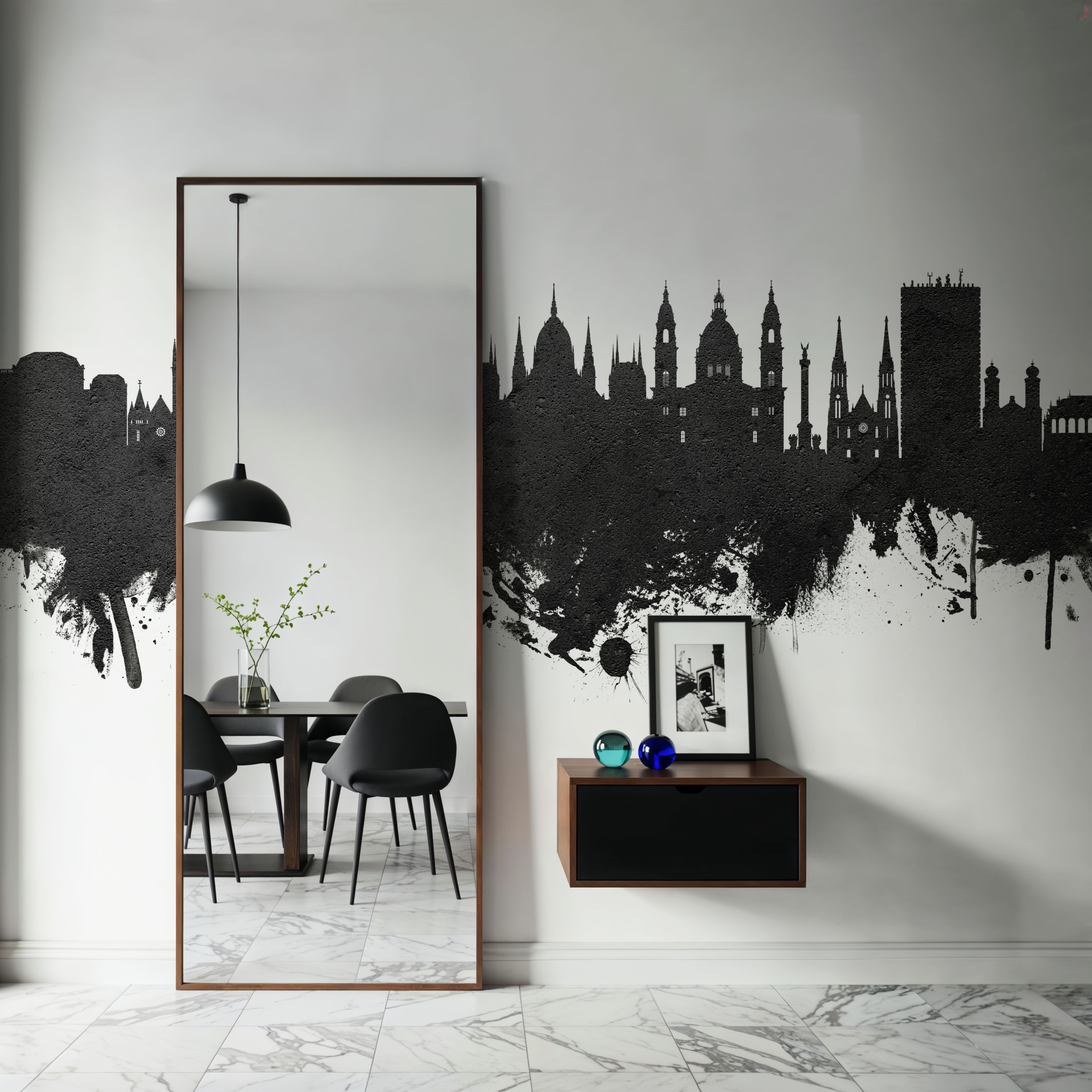 Budapest Skyline Black & White