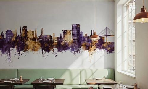 Savannah Georgia Skyline Purple & Gold