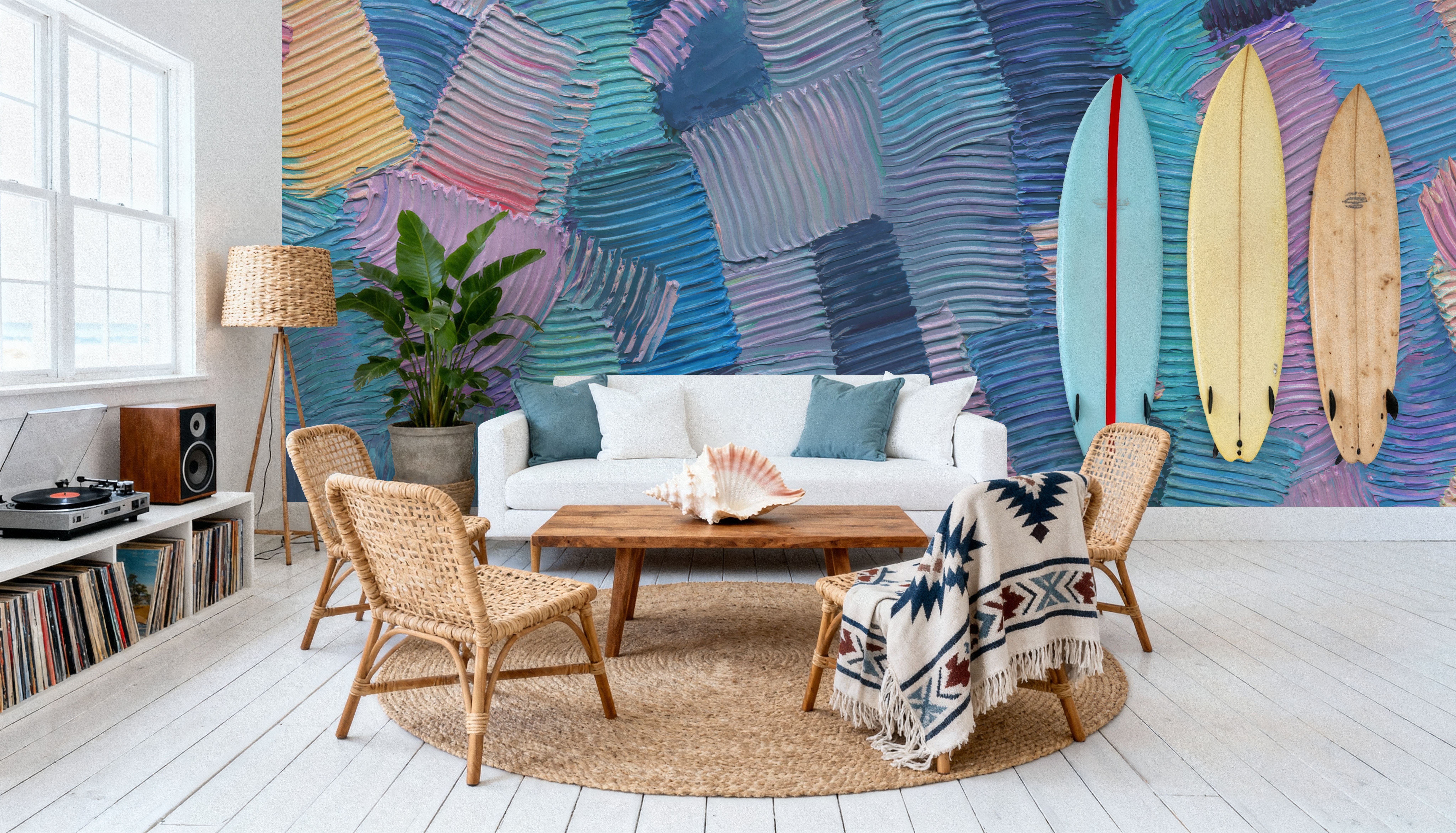 Abstract Stroke Texture Painting, Blue