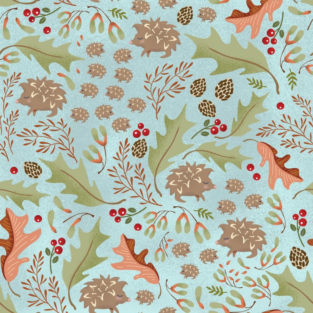 Autumn Hedgehogs, Light Blue