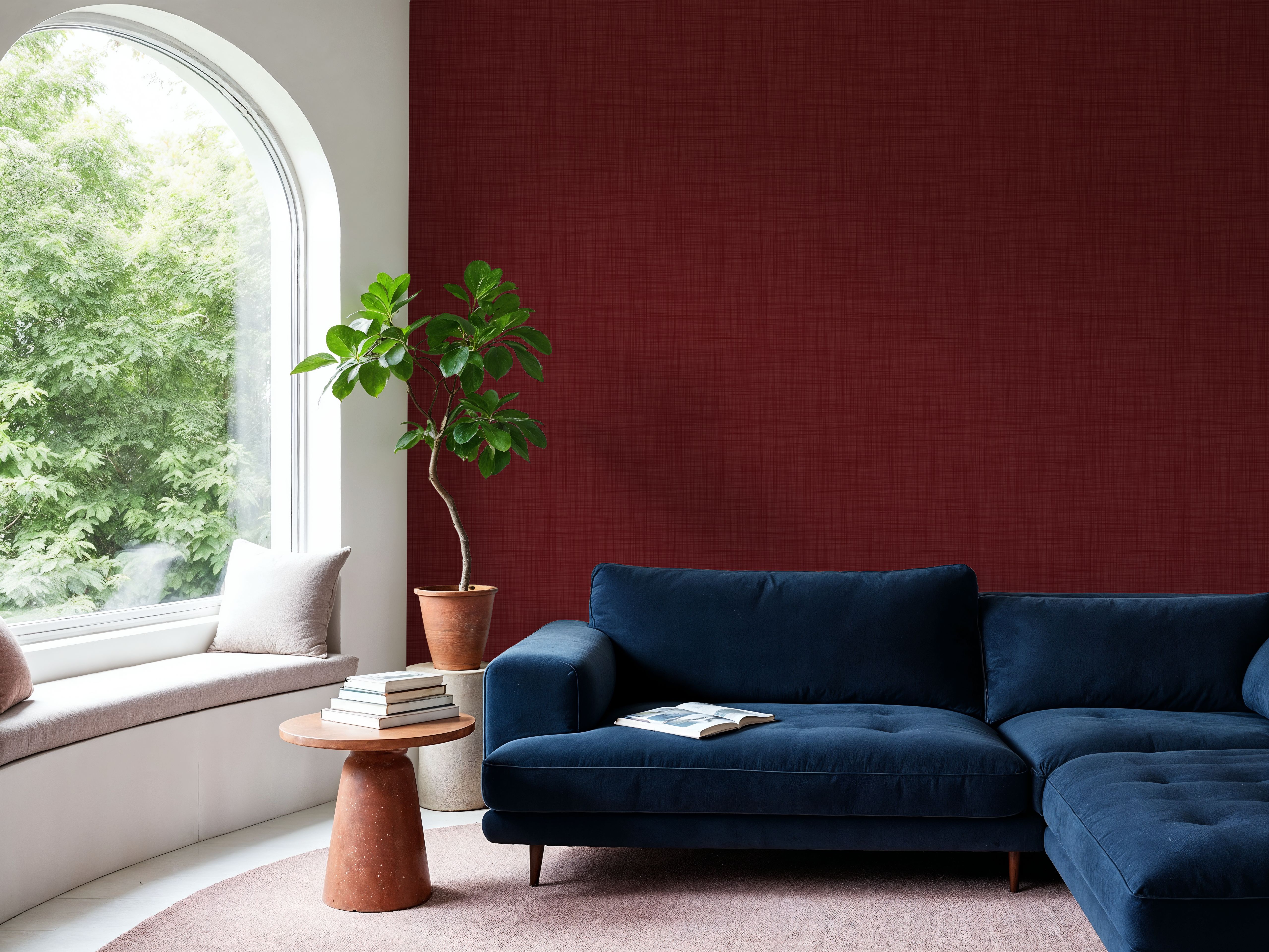 Mottled Linen Effect, Tomato Red