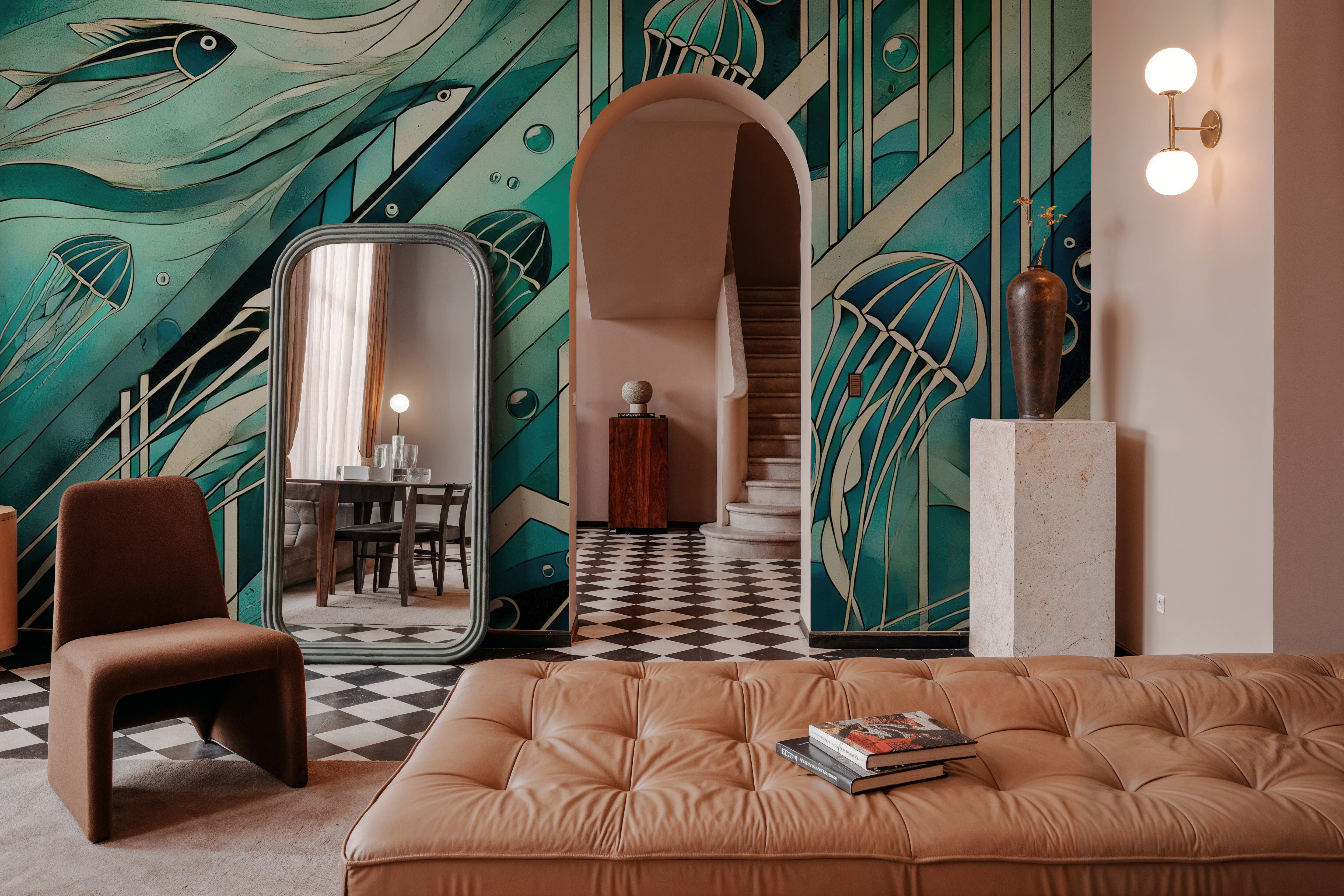 Oceanic Serenade Scene in Art Deco