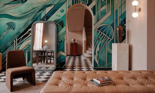 Oceanic Serenade Scene in Art Deco