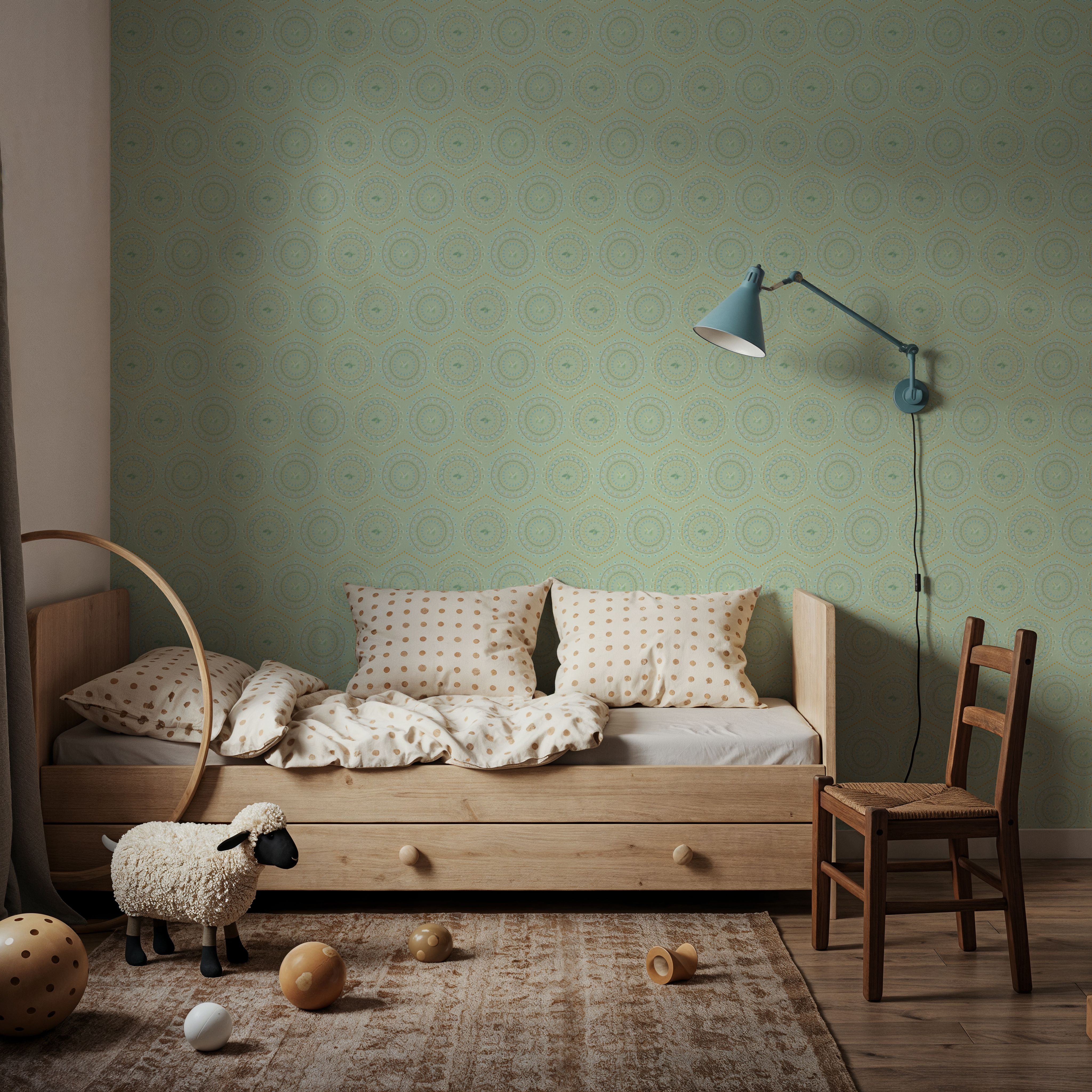 Flutterby Dreams Mint, Wallpaper