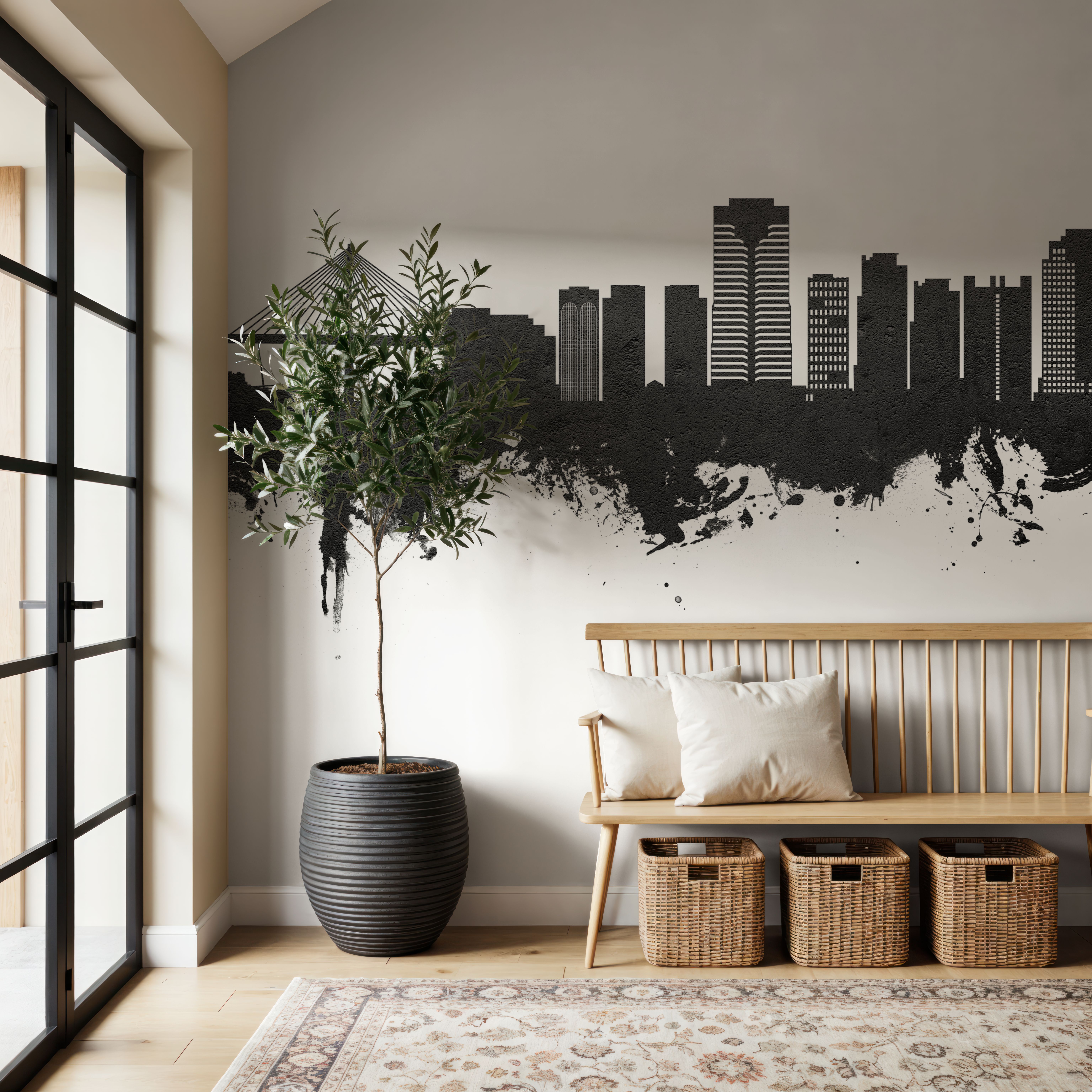 Long Beach California Skyline Black & White