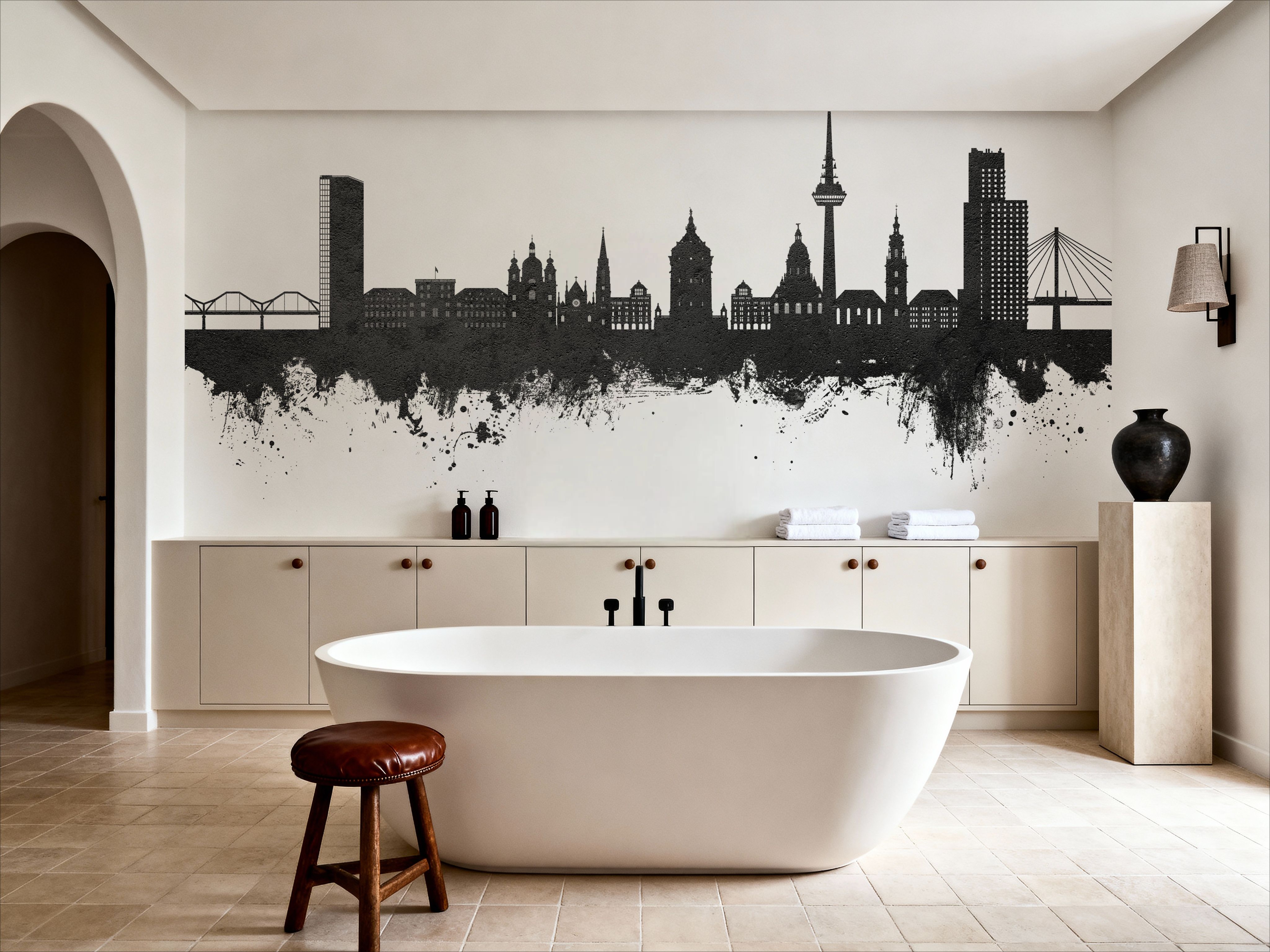 Mannheim Germany Skyline Black & White