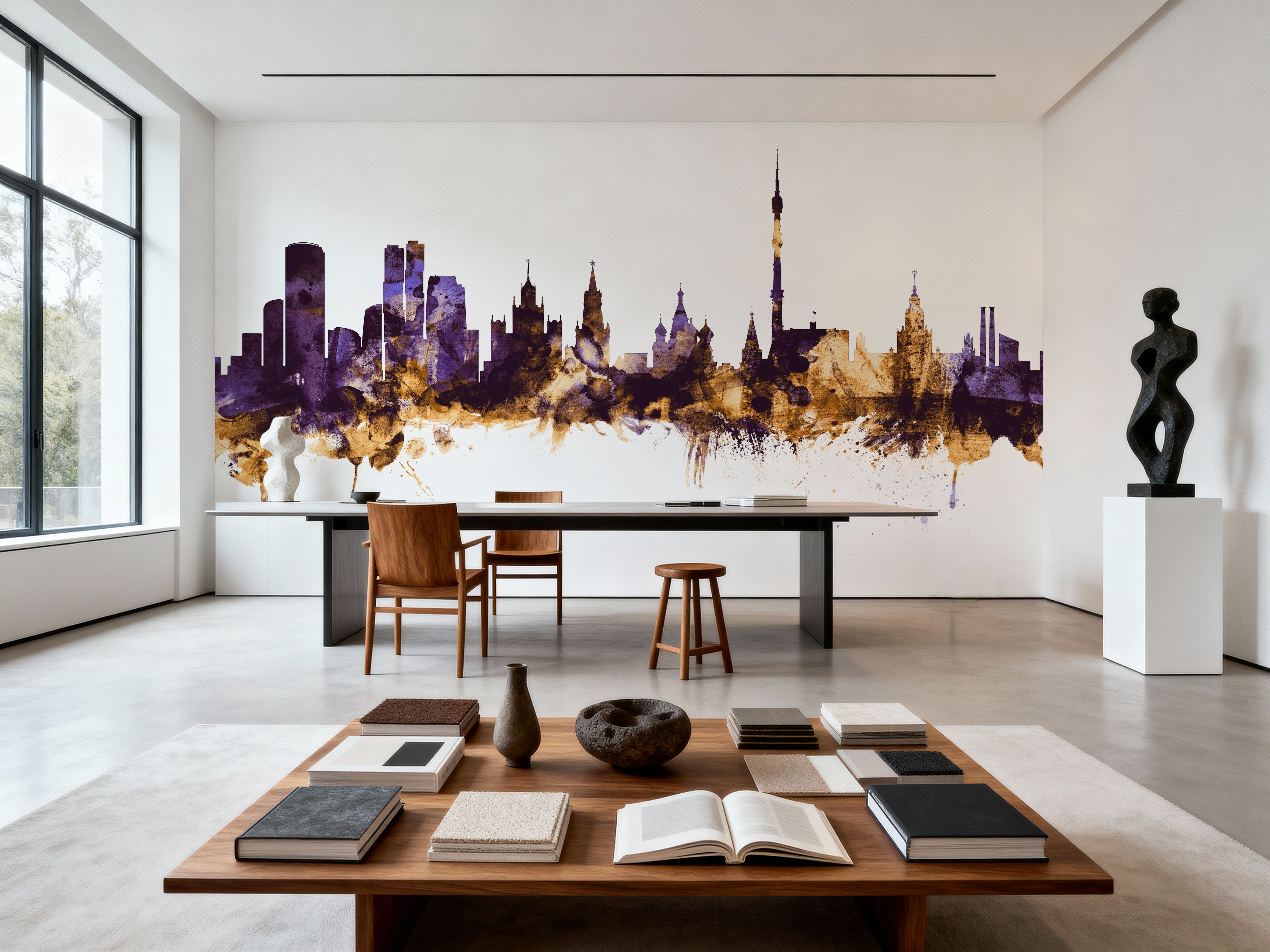 Moscow Russia Skyline Purple & Gold