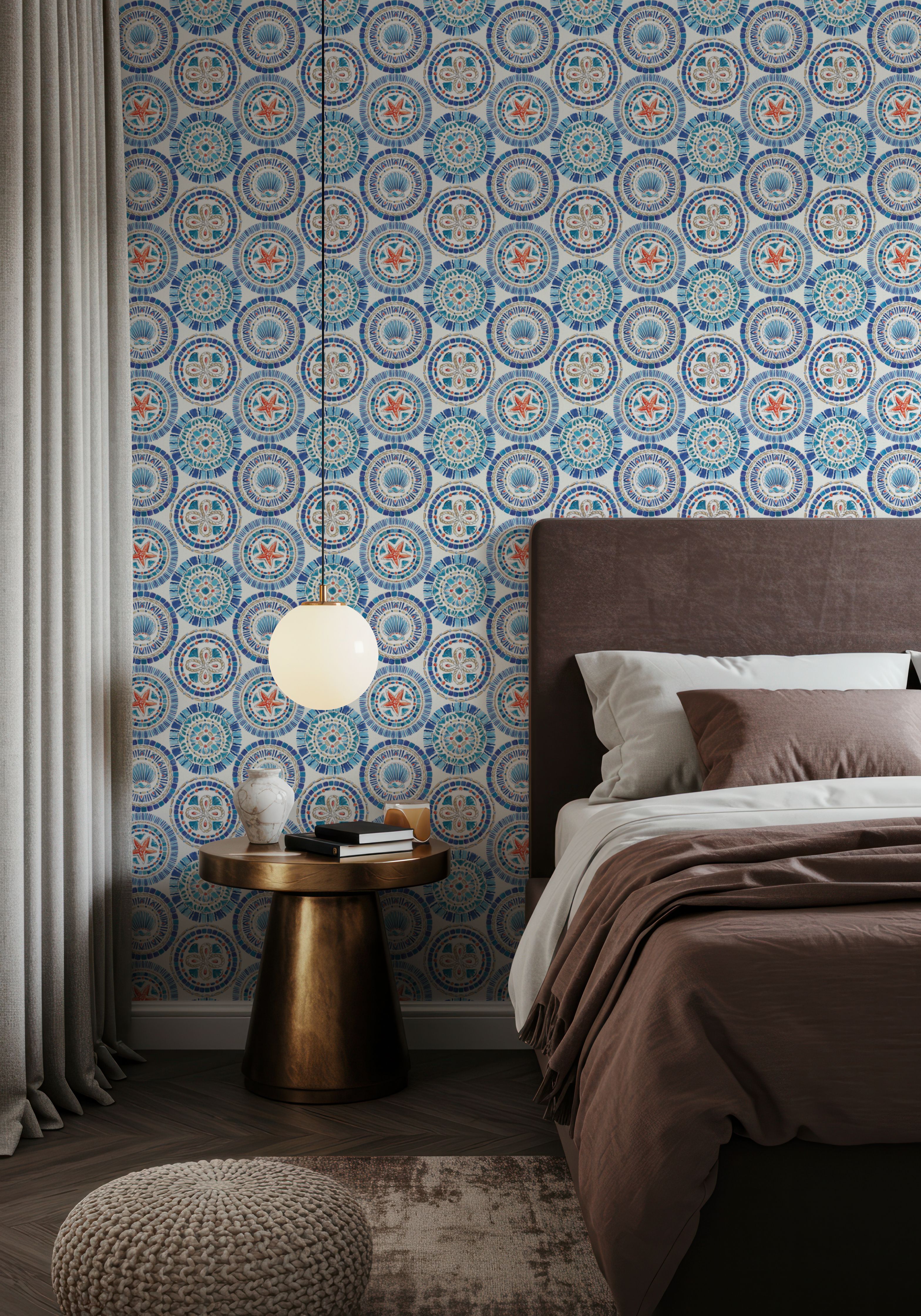 Maritime Plates White, Wallpaper